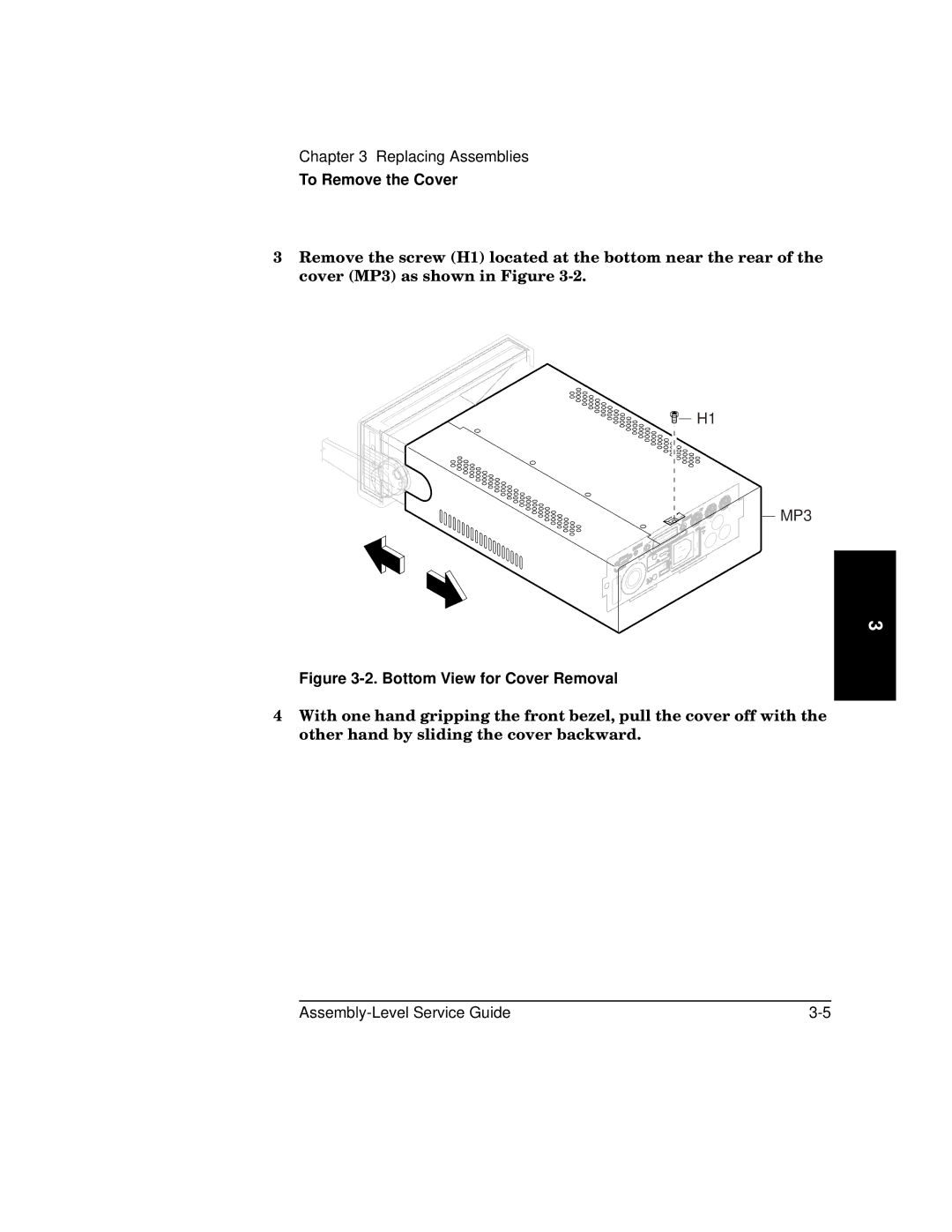 HP 181A manual Bottom View for Cover Removal 