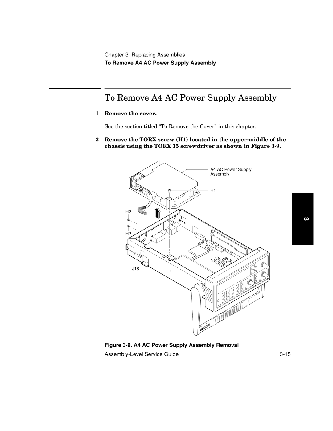 HP 181A manual To Remove A4 AC Power Supply Assembly 