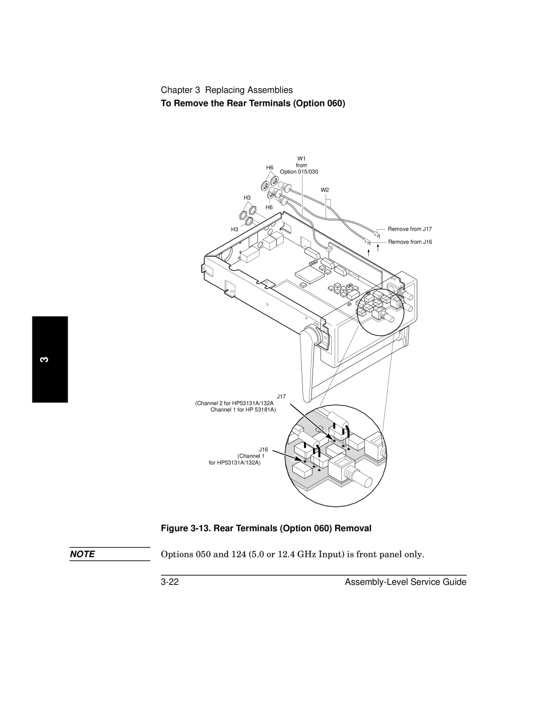 HP 181A manual Rear Terminals Option 060 Removal 