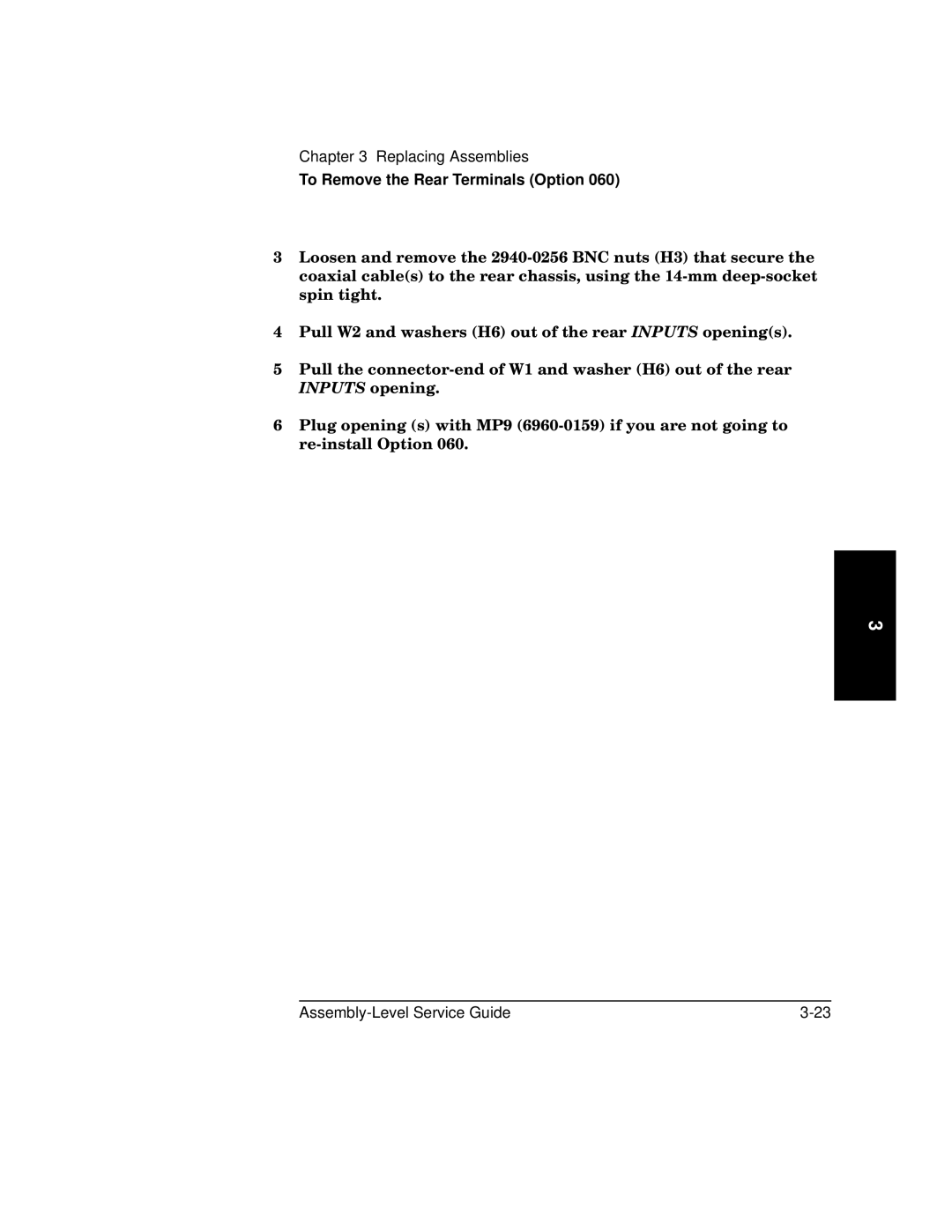 HP 181A manual To Remove the Rear Terminals Option 