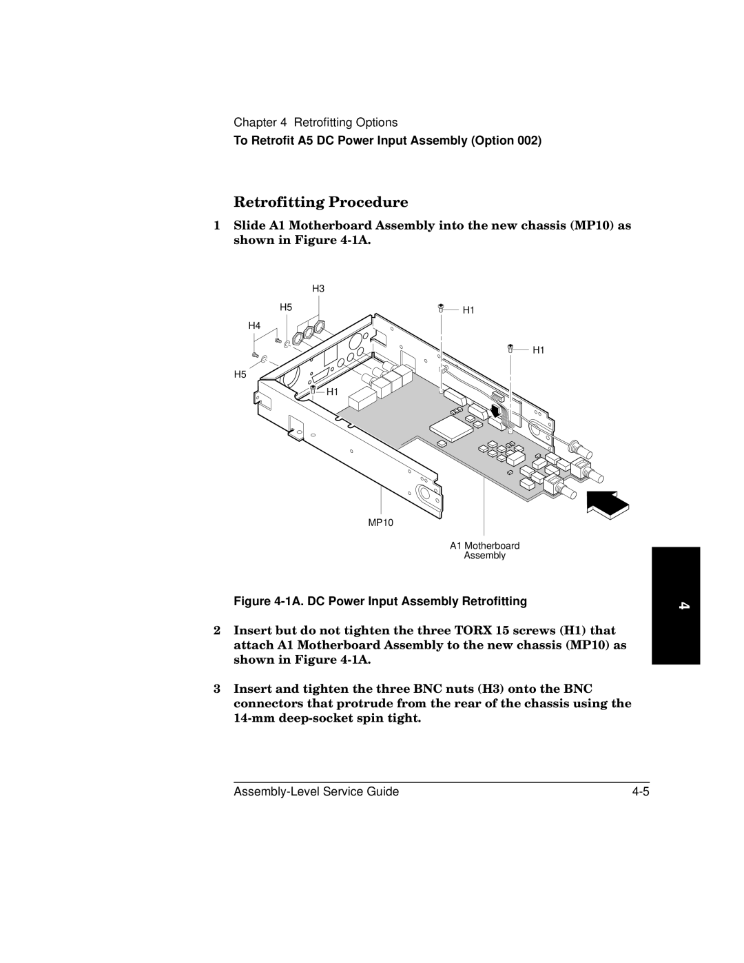 HP 181A manual Retrofitting Procedure, 1A. DC Power Input Assembly Retrofitting 