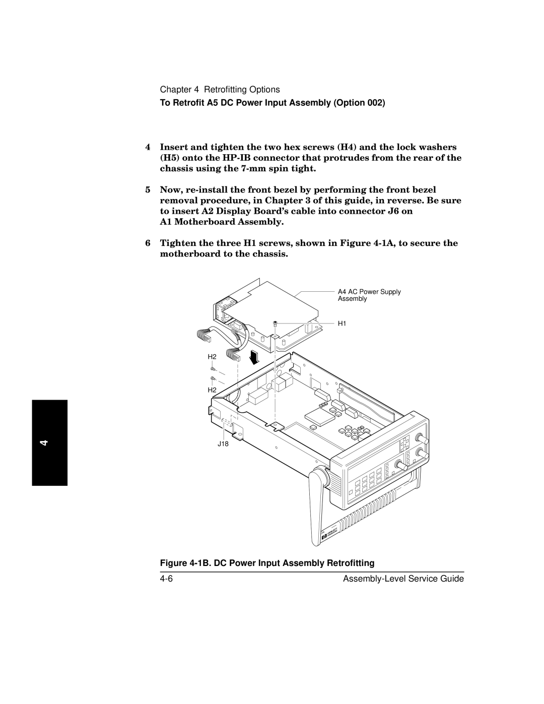 HP 181A manual 1B. DC Power Input Assembly Retrofitting 