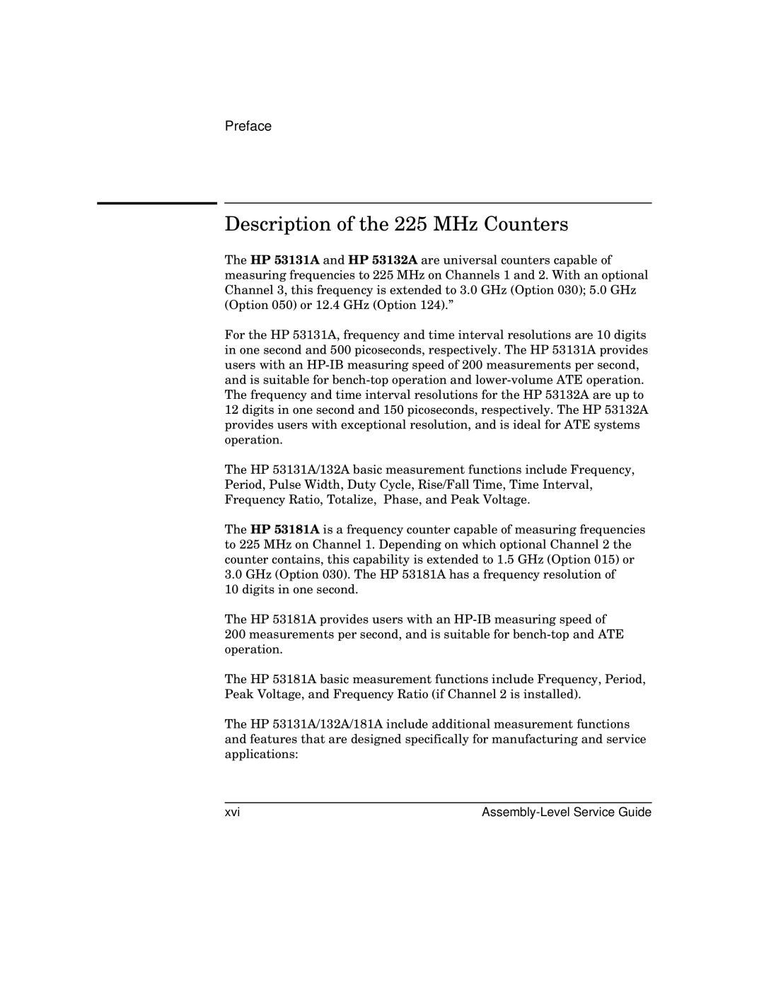 HP 181A manual Description of the 225 MHz Counters 