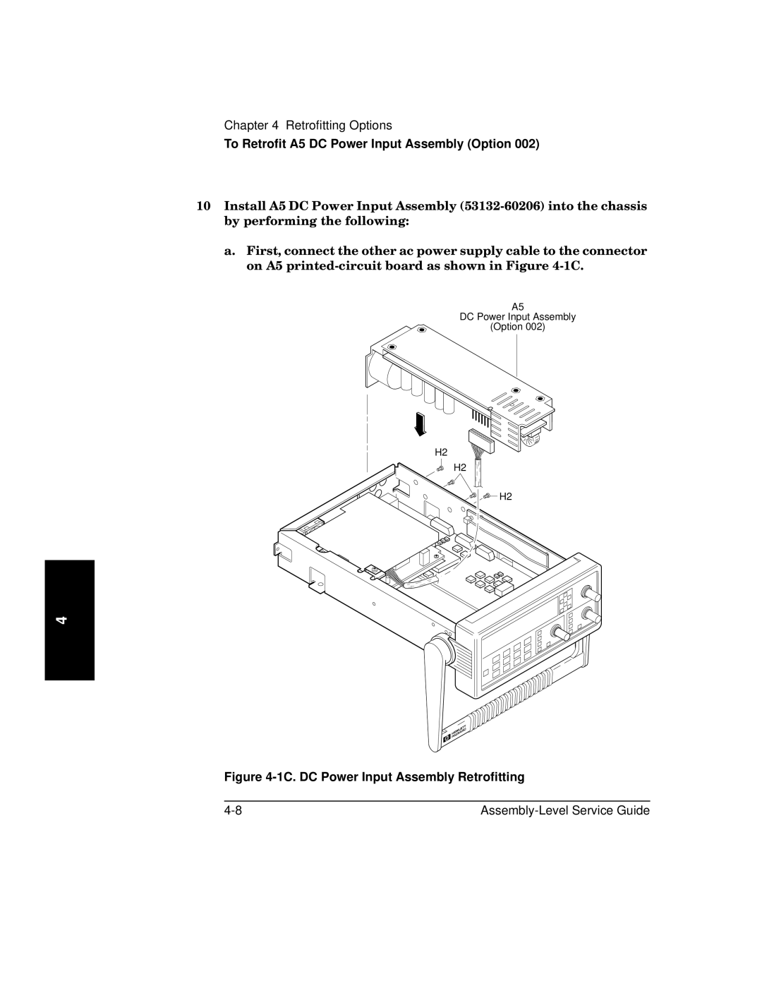 HP 181A manual 1C. DC Power Input Assembly Retrofitting 