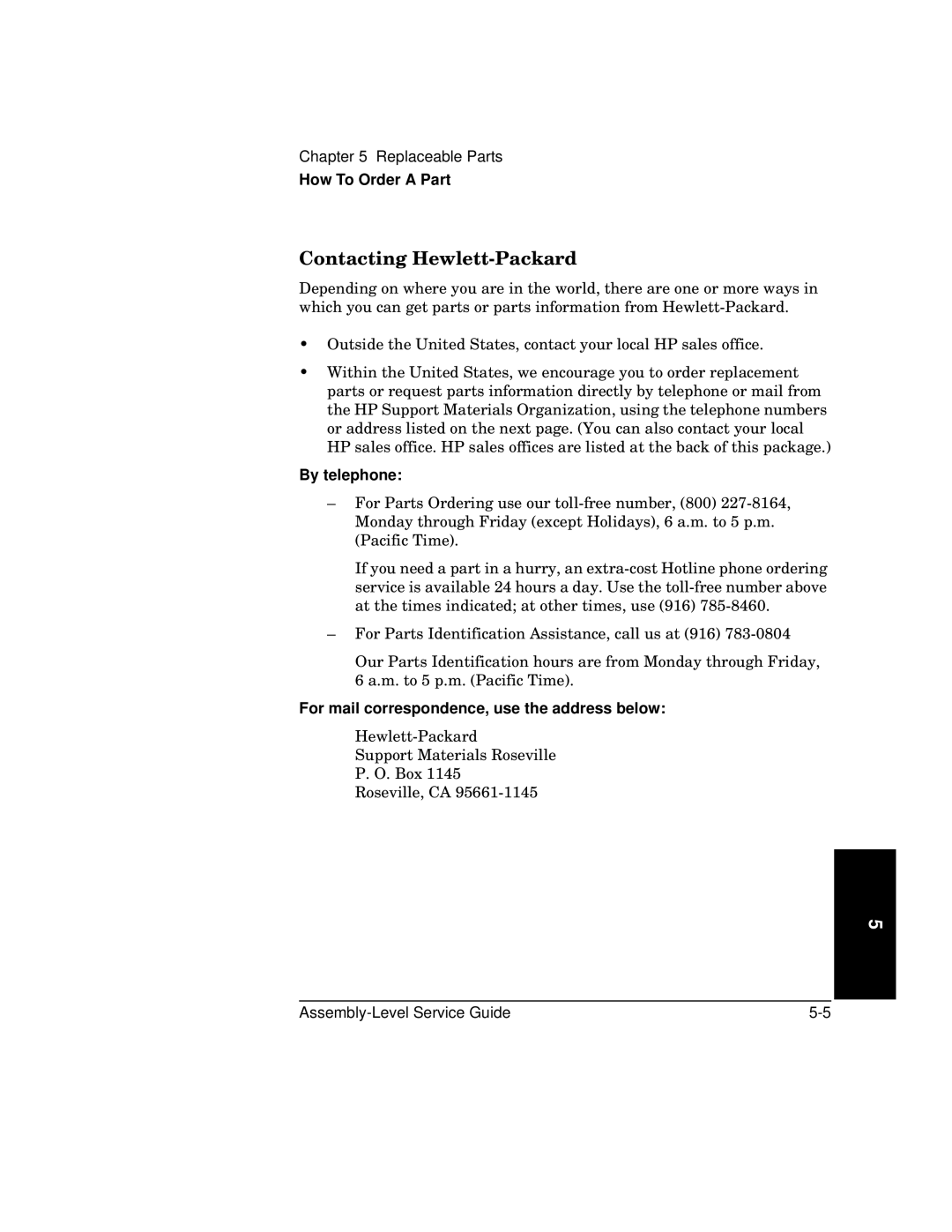 HP 181A manual Contacting Hewlett-Packard, By telephone, For mail correspondence, use the address below 