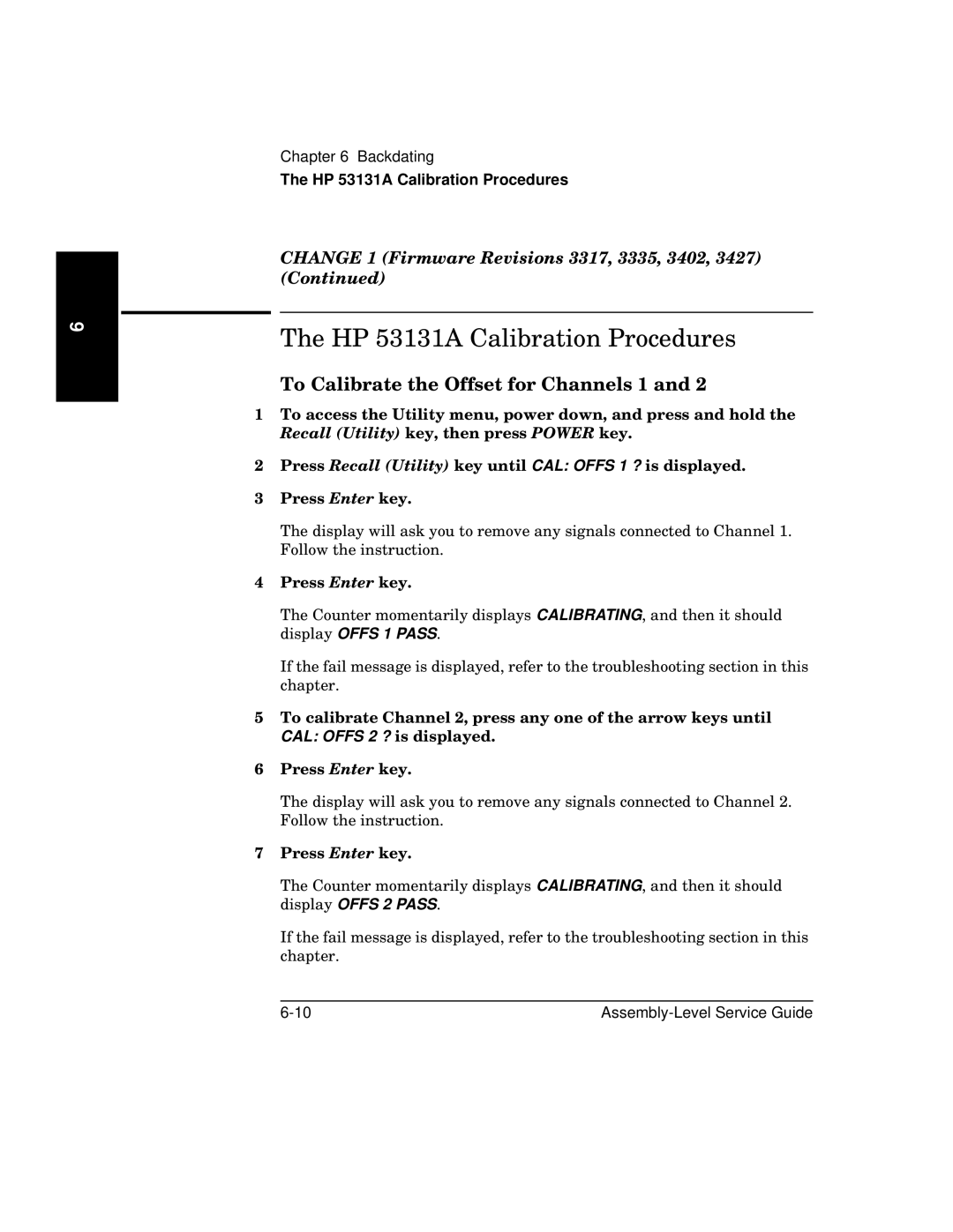 HP 181A manual HP 53131A Calibration Procedures 