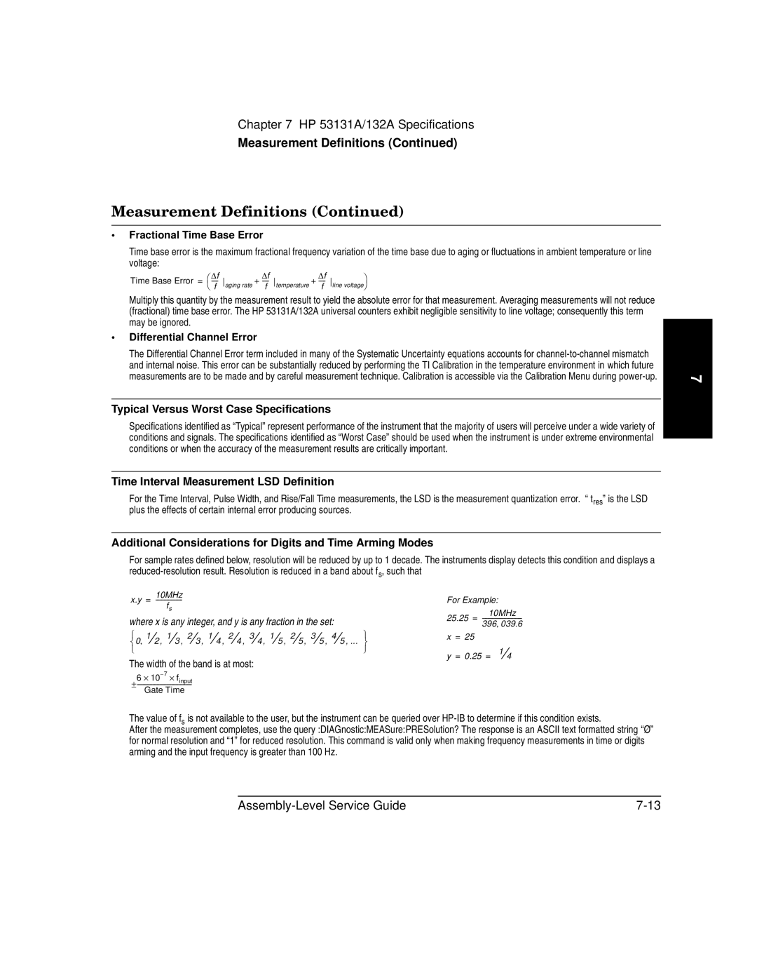 HP 181A manual Typical Versus Worst Case Specifications, Time Interval Measurement LSD Definition 