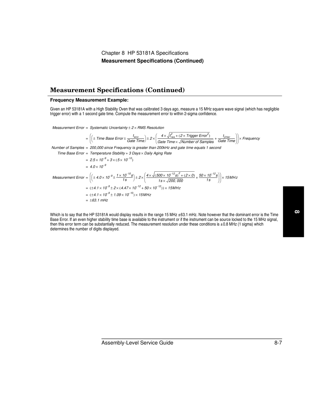 HP 181A manual Frequency Measurement Example 