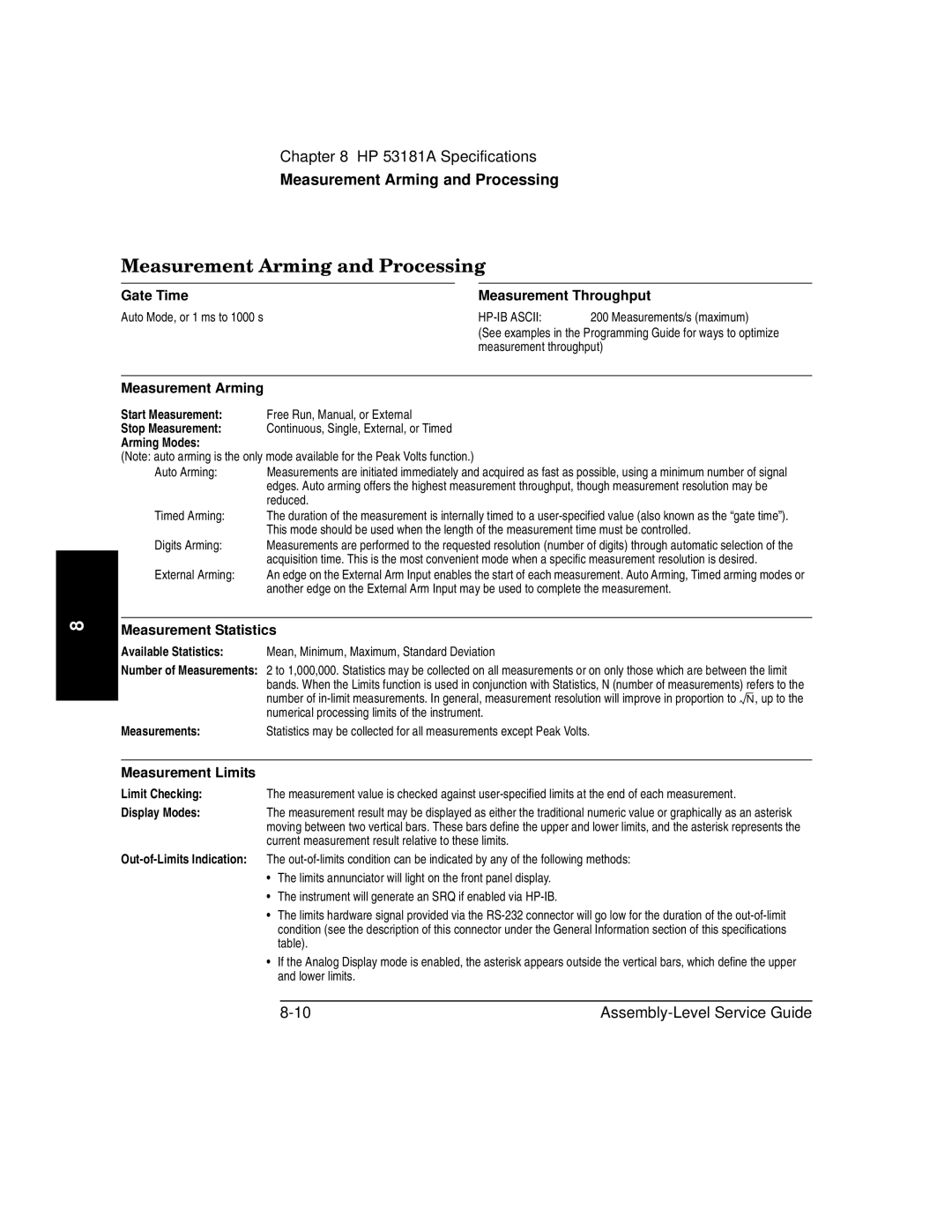 HP 181A manual Available Statistics 