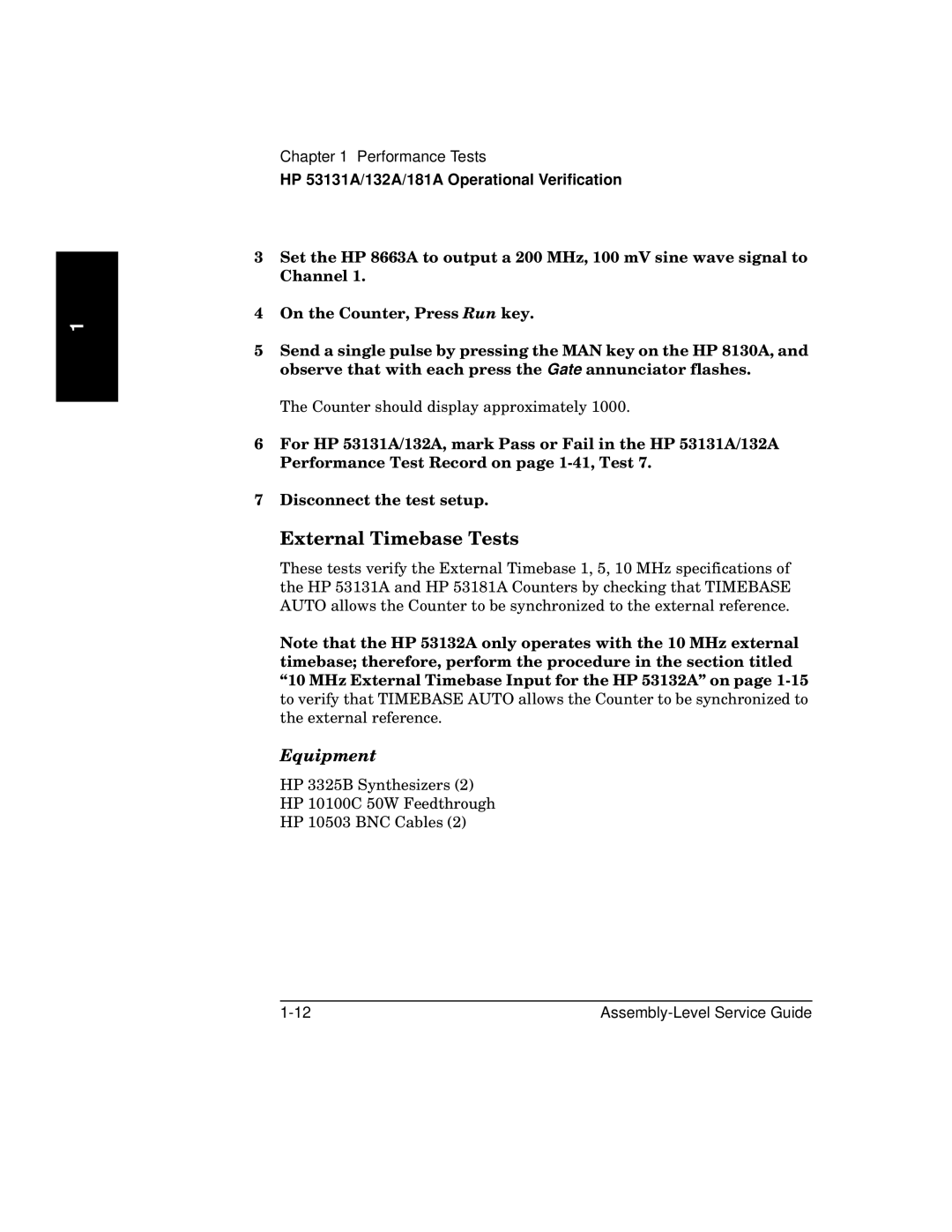 HP 181A manual External Timebase Tests 