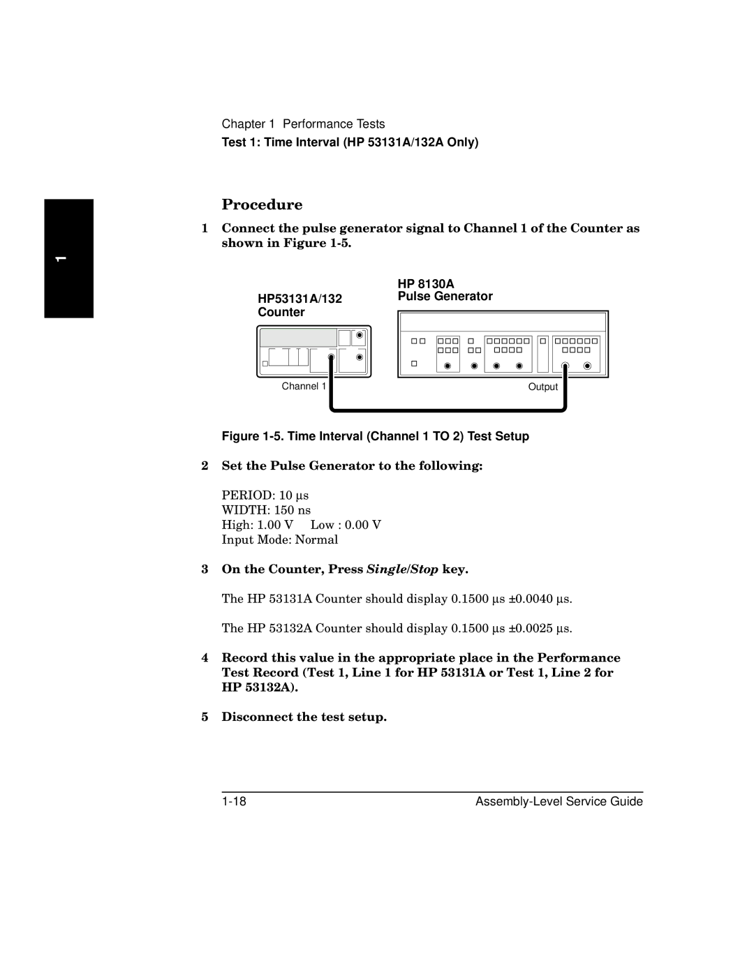 HP 181A manual Procedure, HP 8130A HP53131A/132Pulse Generator Counter 