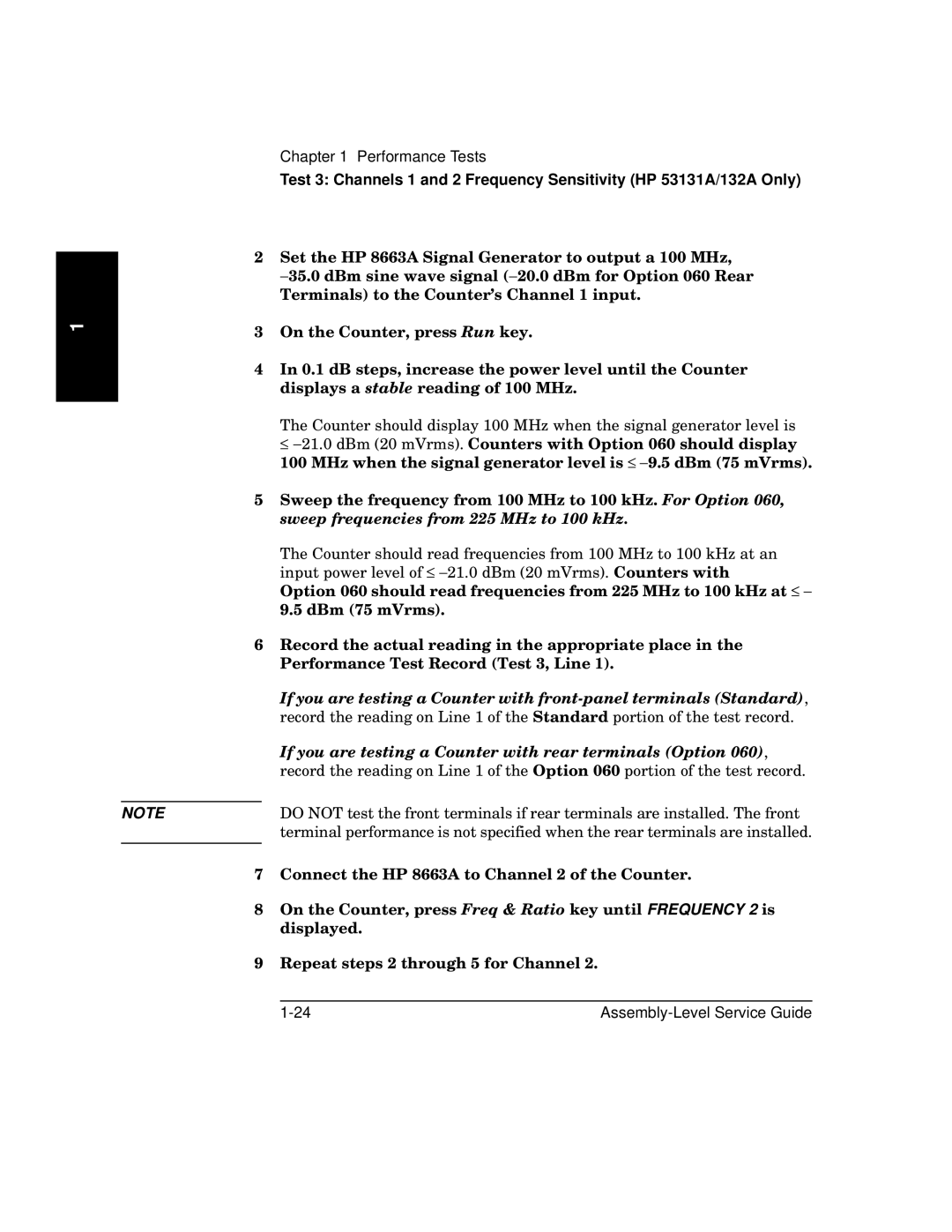 HP 181A manual Performance Tests 