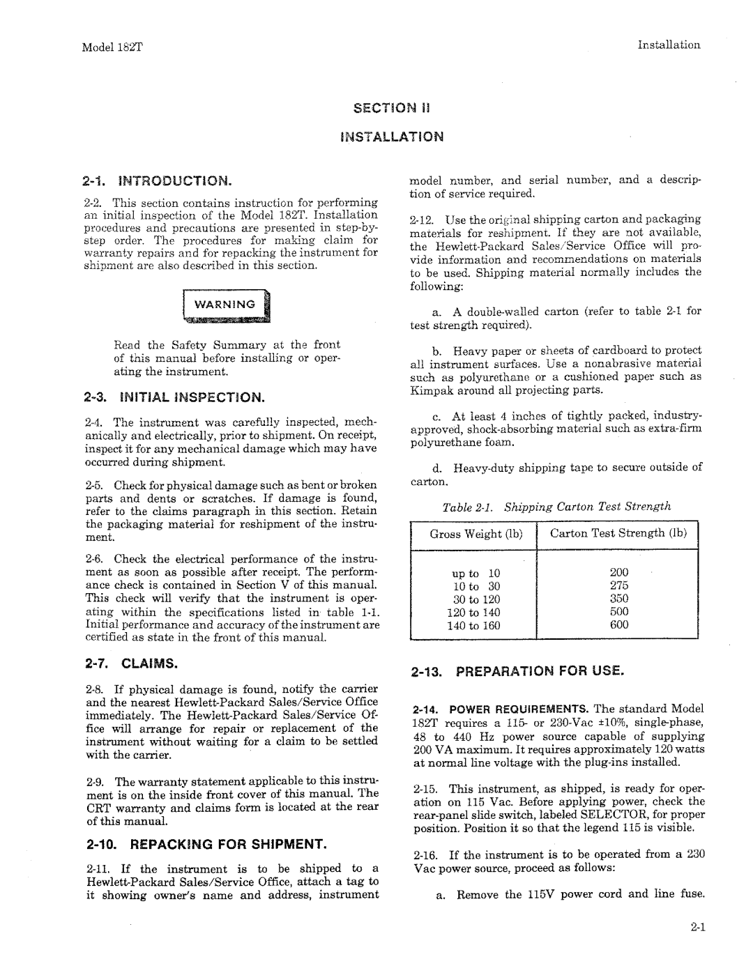HP 182T manual 