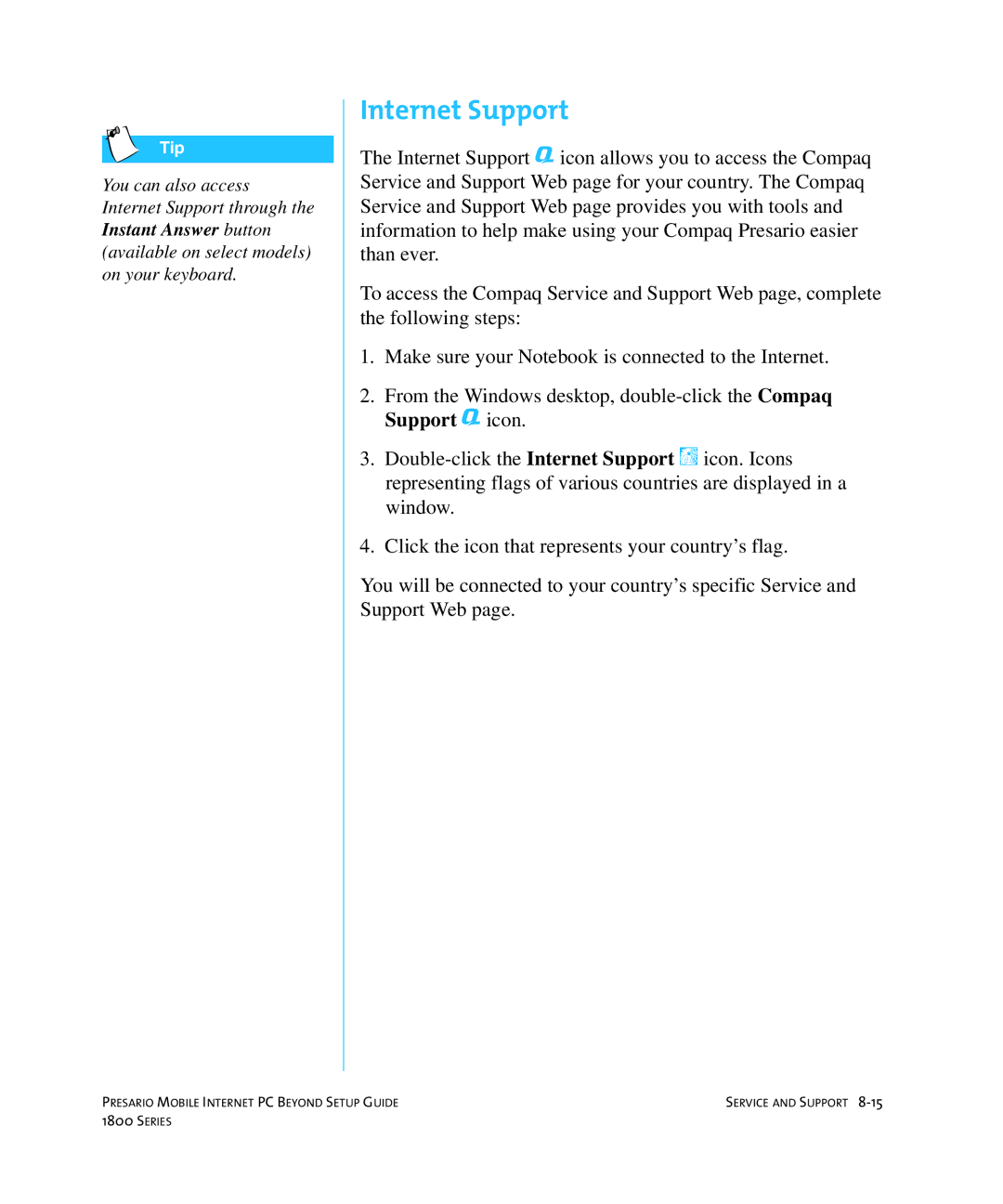 HP 18XL280 manual Internet Support 