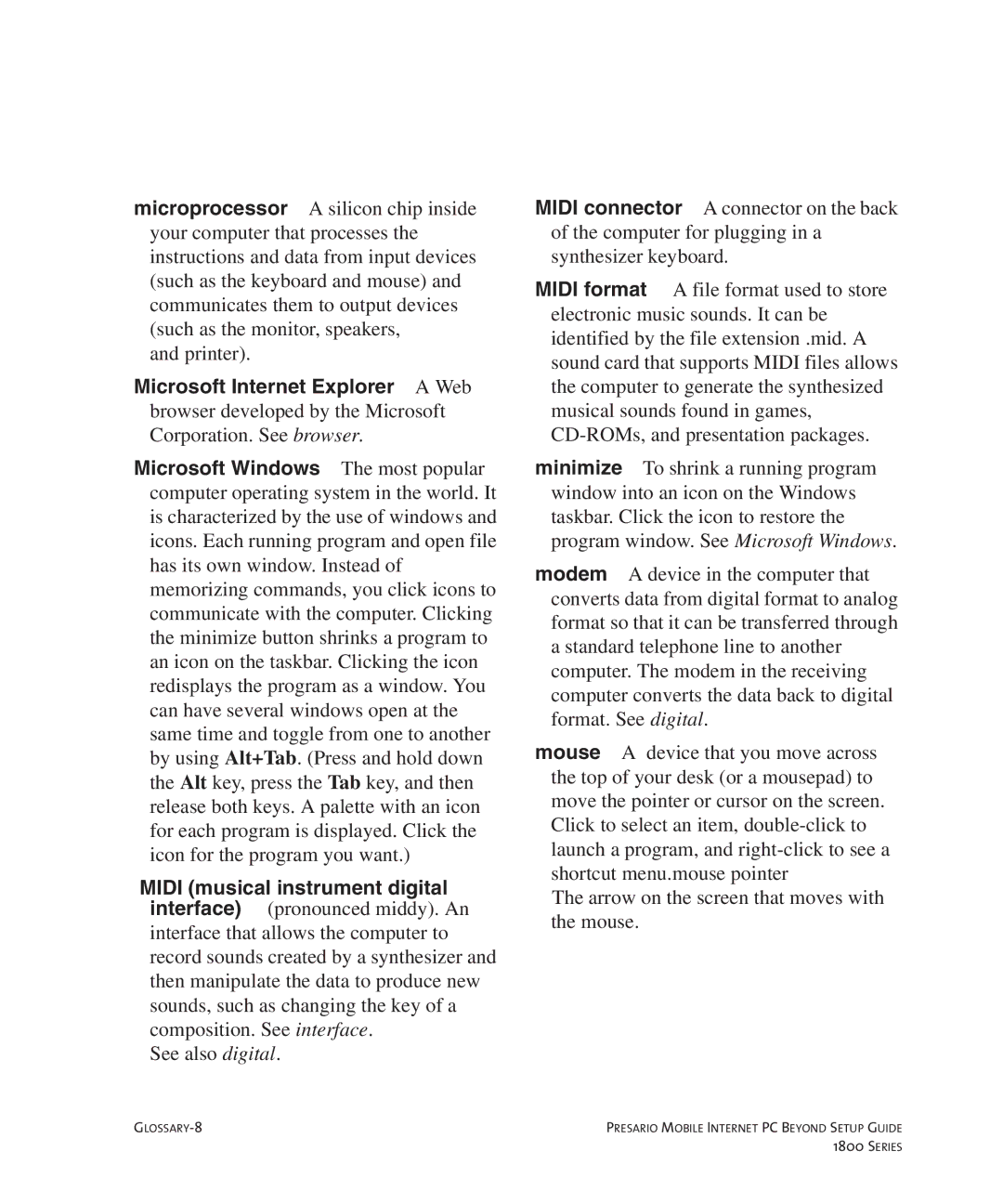 HP 18XL280 manual GLOSSARY-8 