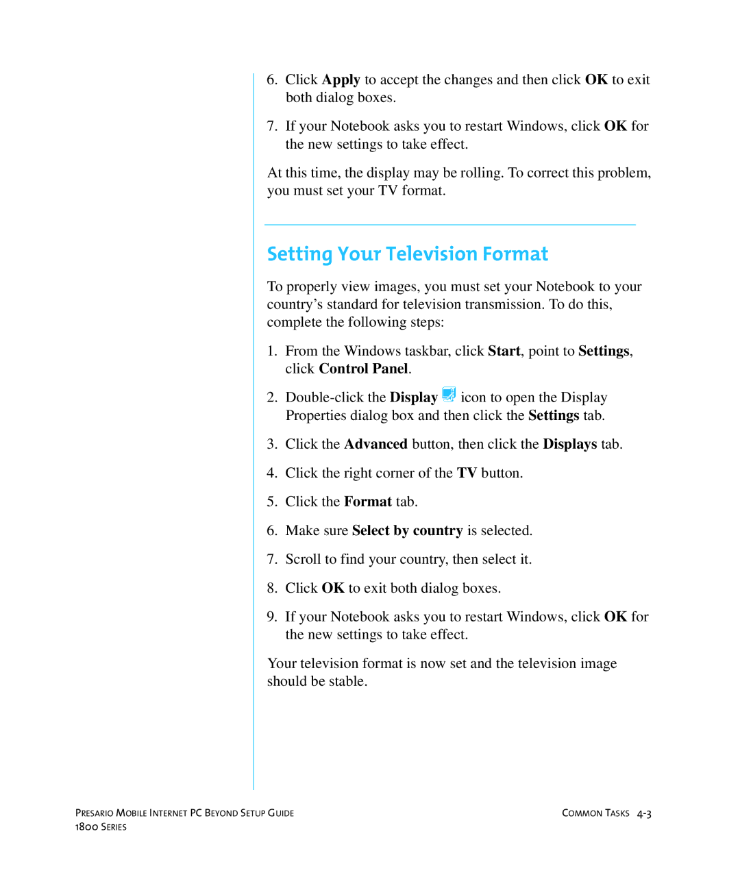 HP 18XL280 manual Setting Your Television Format 