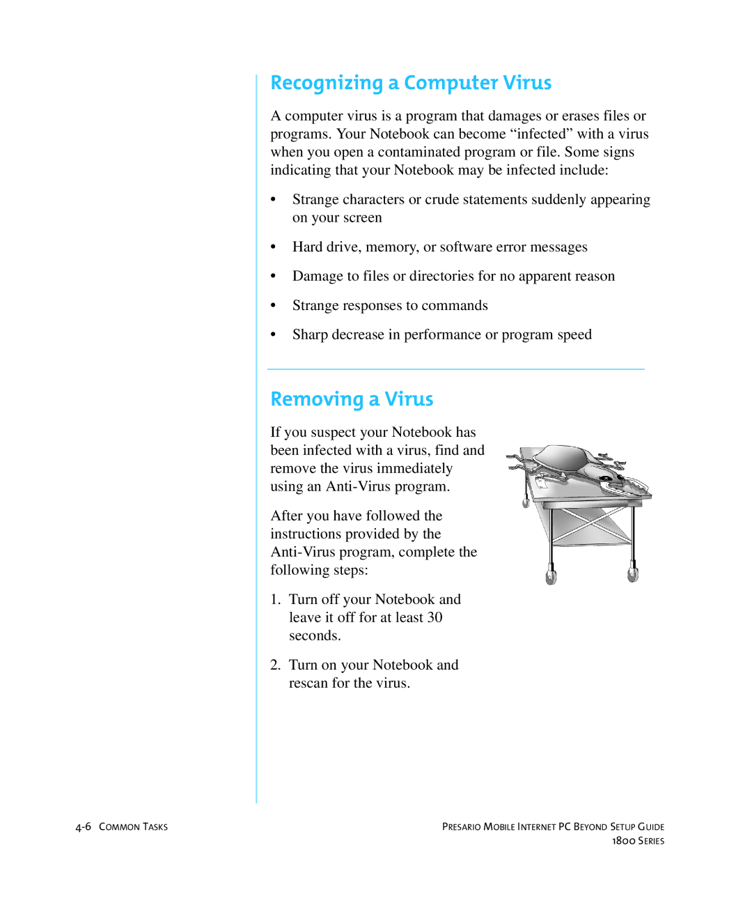 HP 18XL280 manual Recognizing a Computer Virus, Removing a Virus 