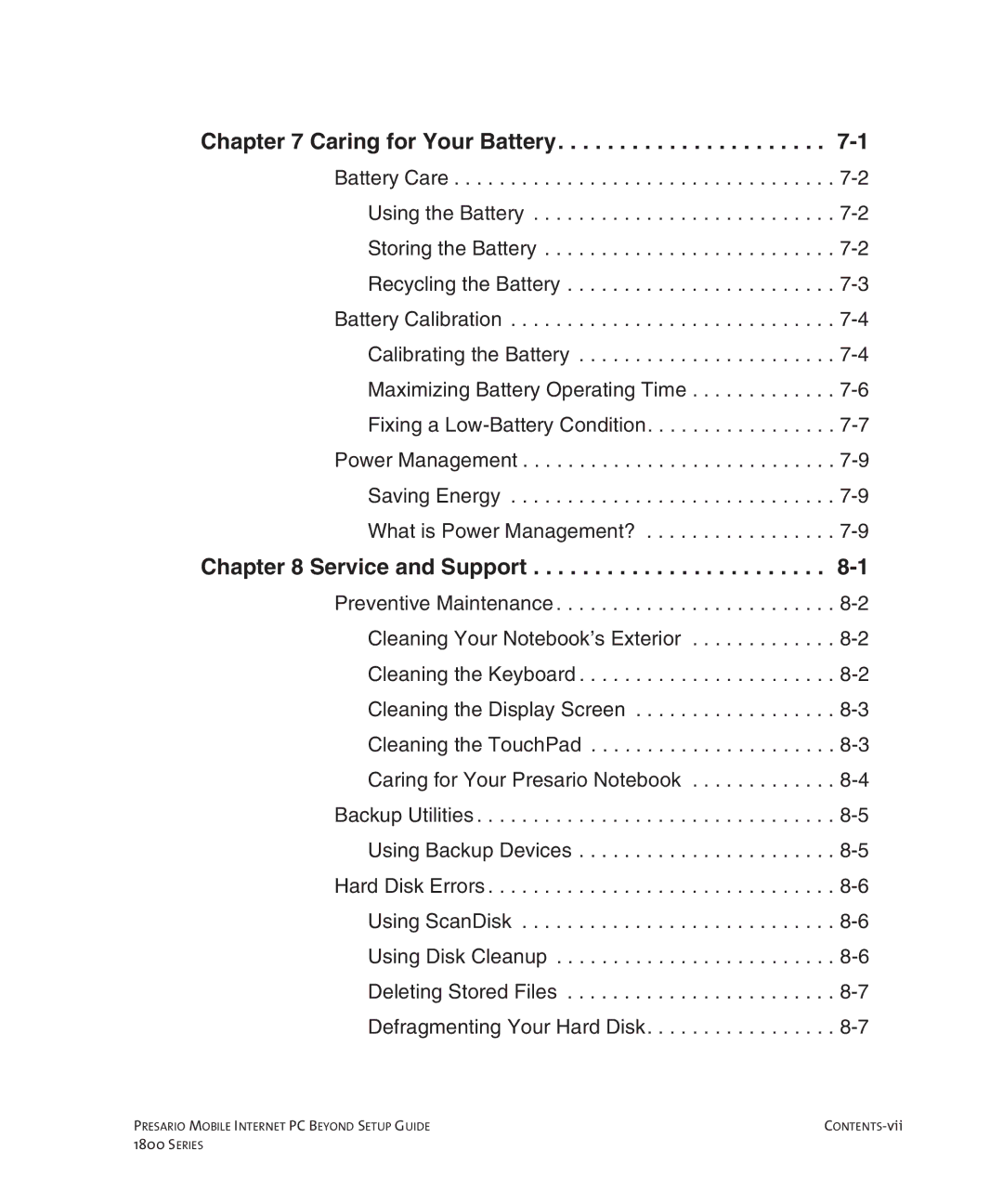 HP 18XL280 manual Caring for Your Battery 