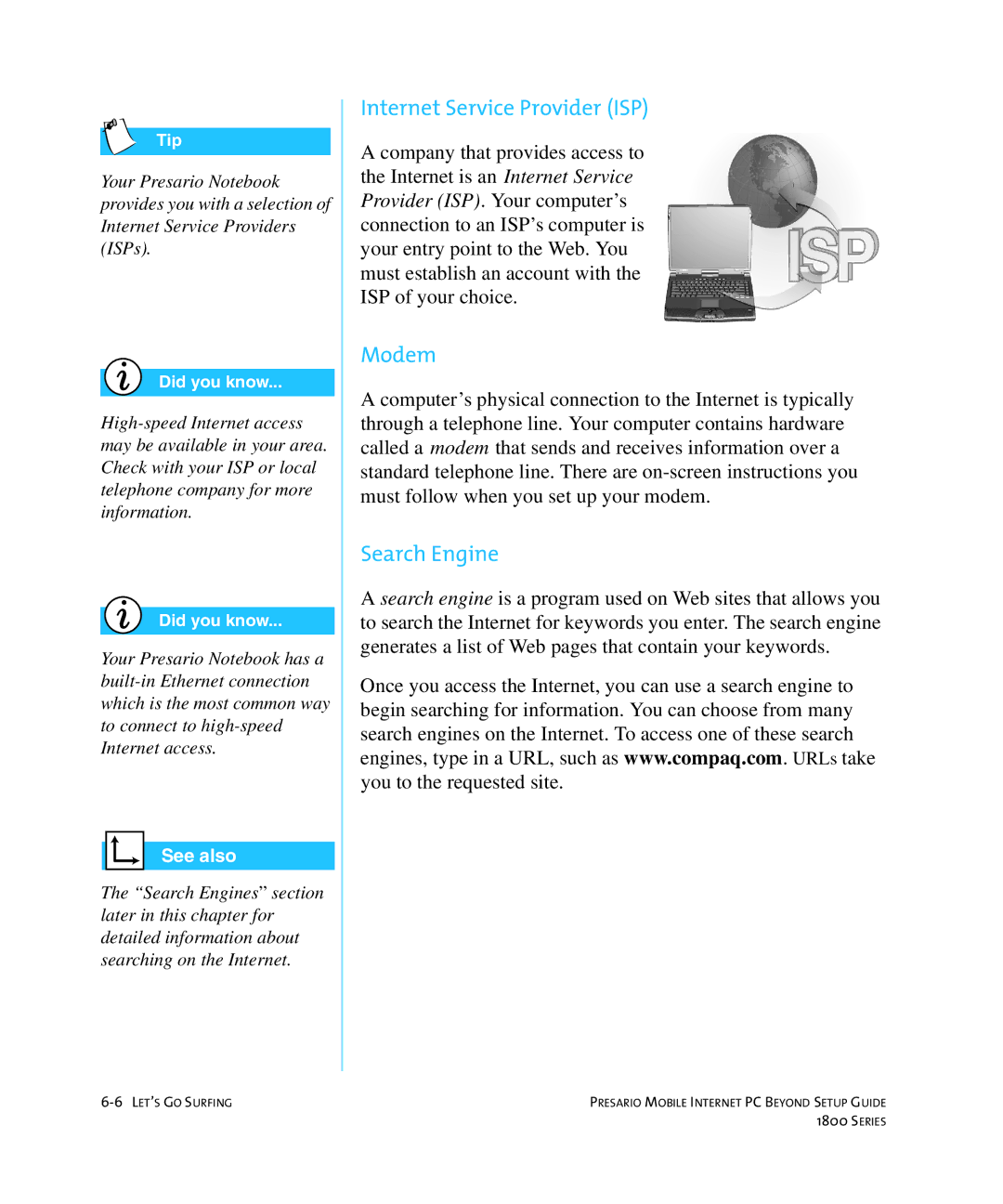 HP 18XL280 manual Internet Service Provider ISP 