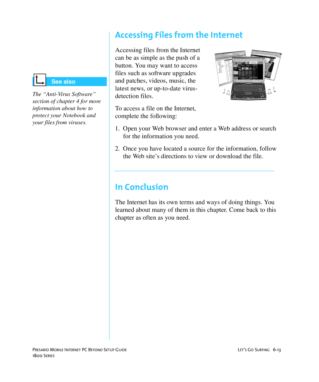 HP 18XL280 manual Accessing Files from the Internet, Conclusion 