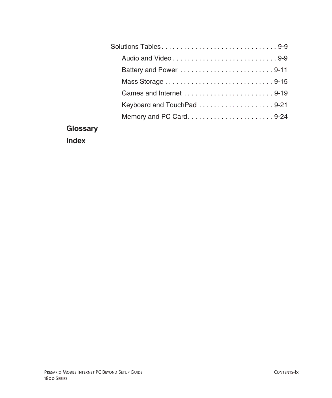 HP 18XL280 manual Glossary Index 