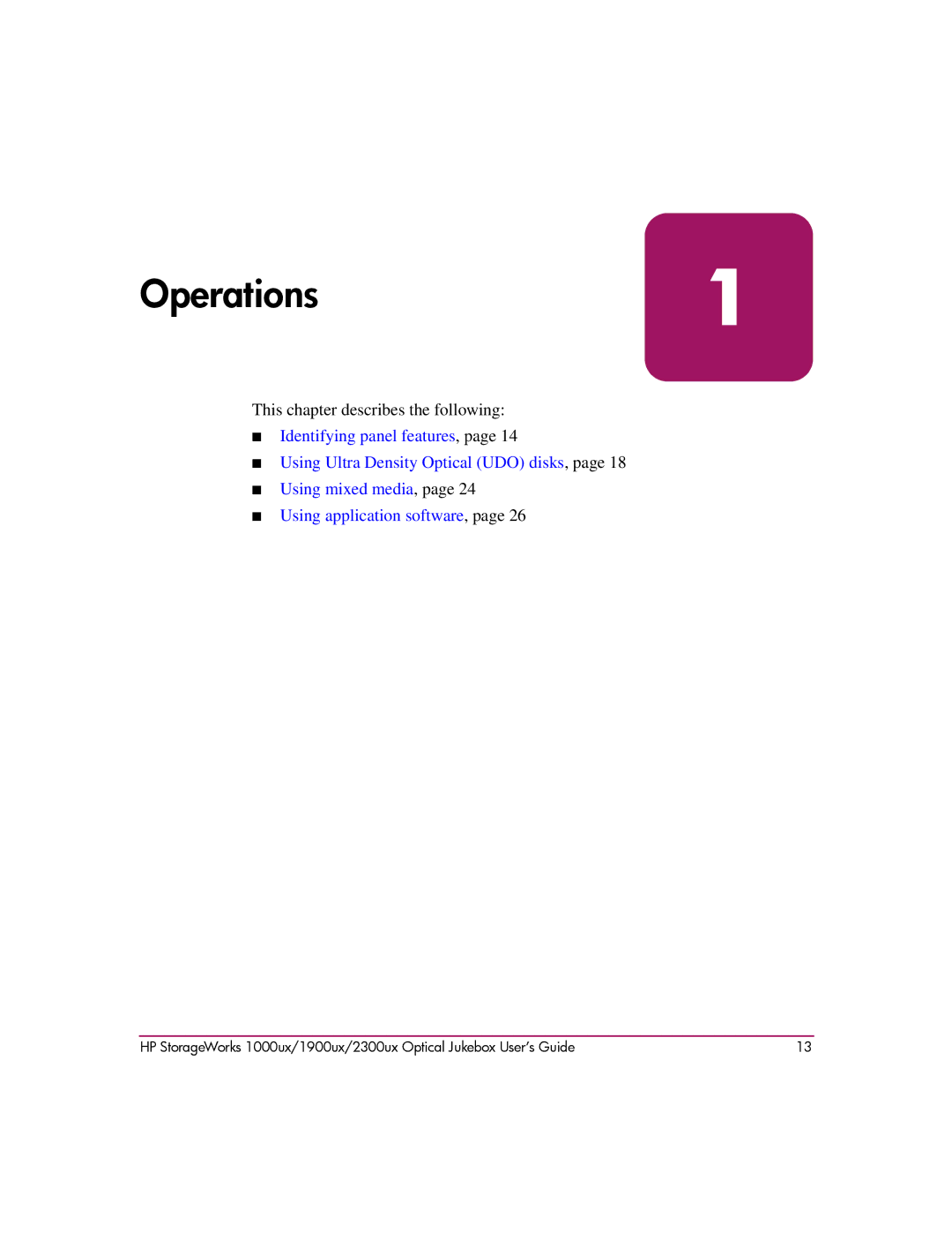 HP 2300ux, 1900ux, 1000ux manual Operations1 