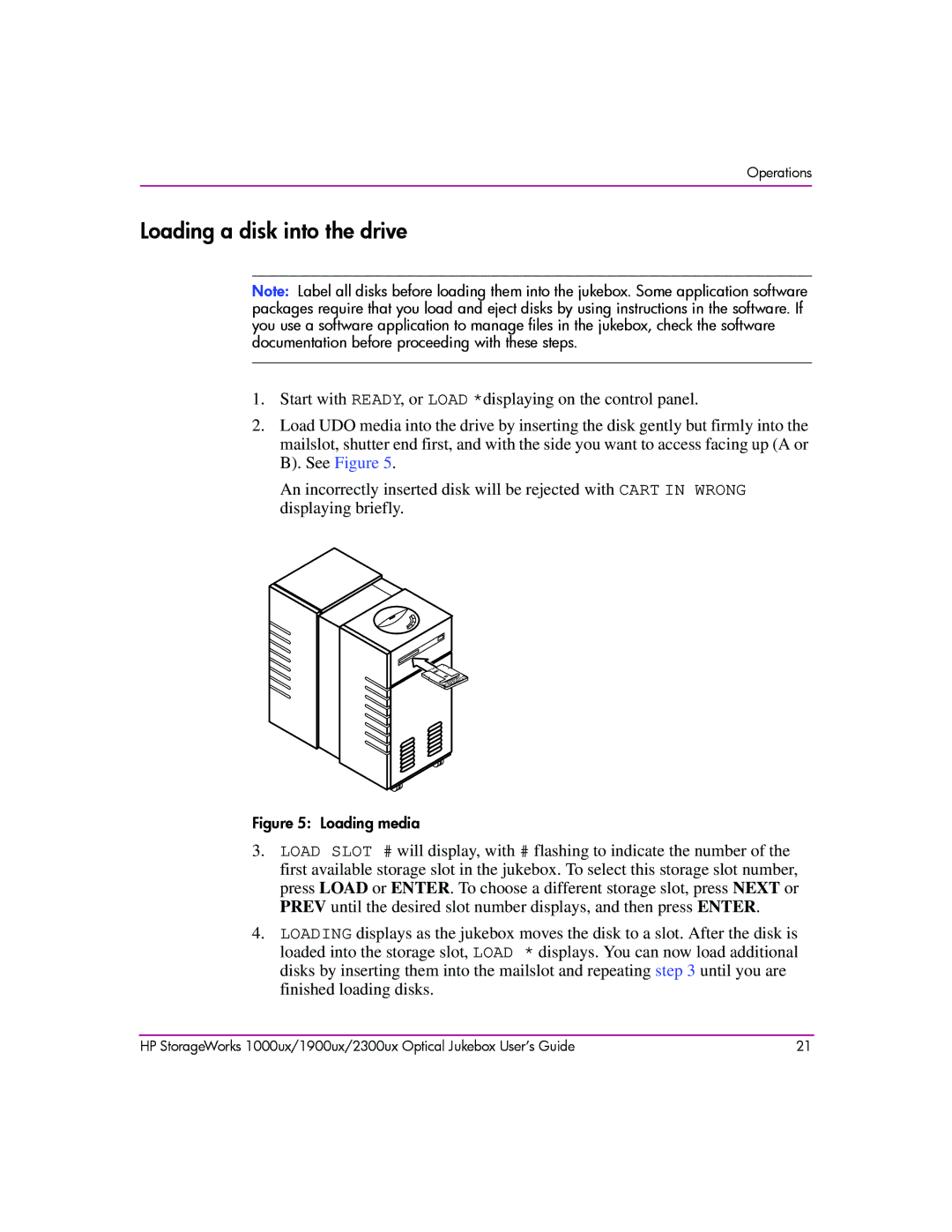 HP 1900ux, 2300ux, 1000ux manual Loading a disk into the drive, Loading media 