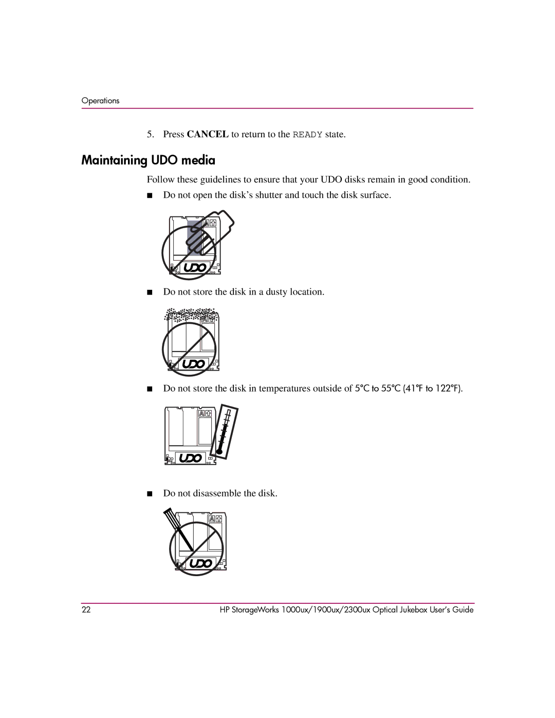 HP 2300ux, 1900ux, 1000ux manual Maintaining UDO media 