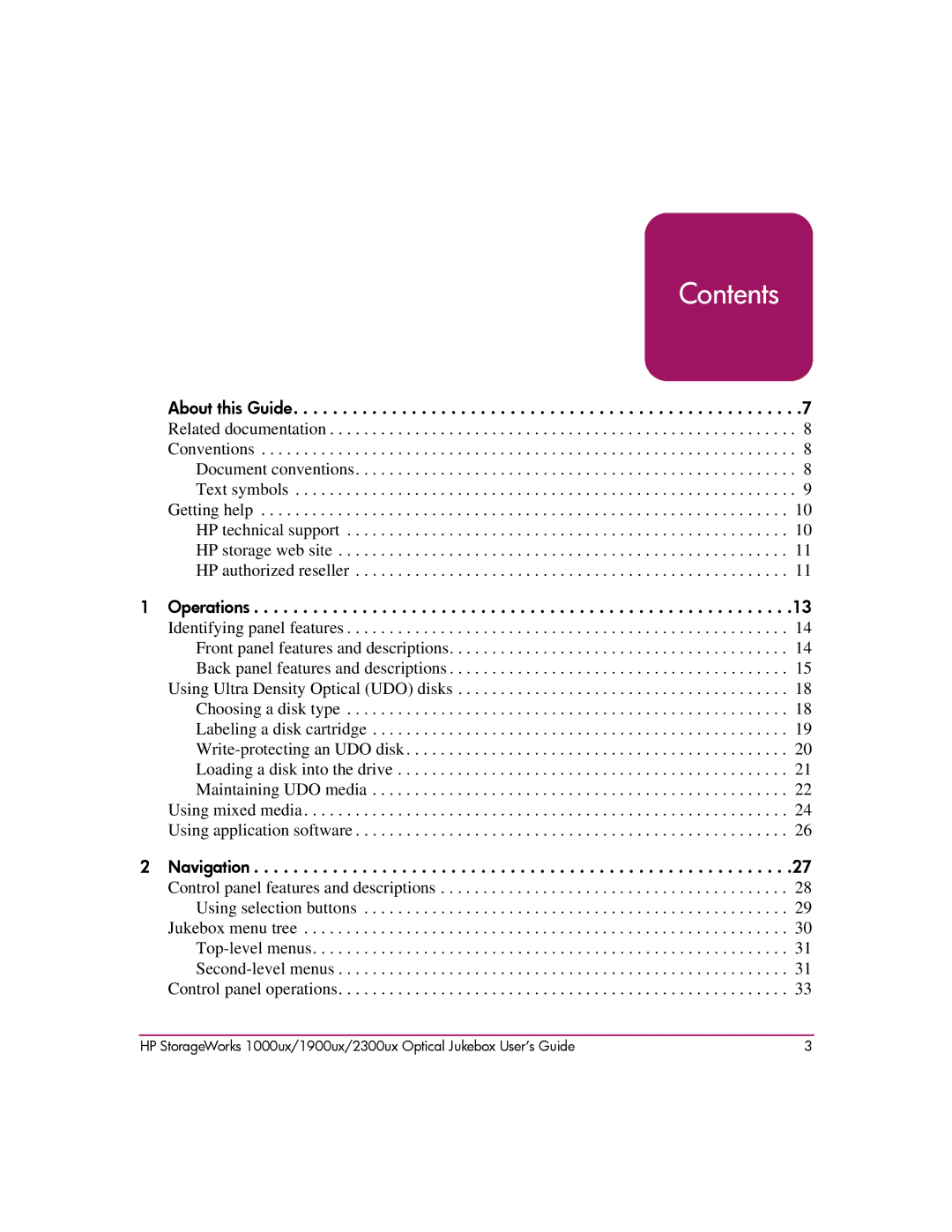 HP 1900ux, 2300ux, 1000ux manual Contents 