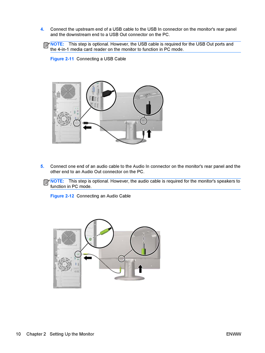 HP 1912NM, 1912NC manual 12Connecting an Audio Cable Setting Up the Monitor 