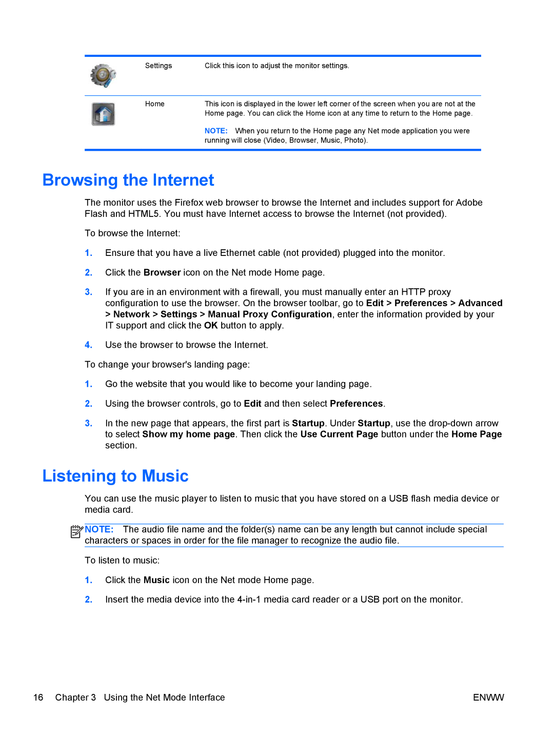 HP 1912NM, 1912NC manual Browsing the Internet, Listening to Music 