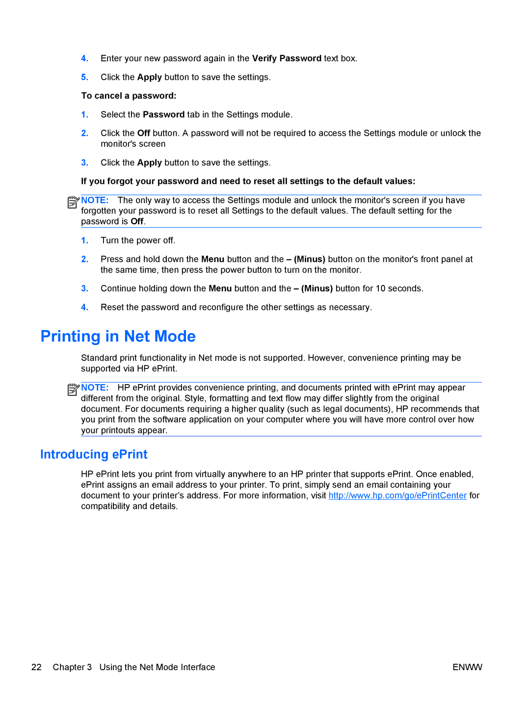 HP 1912NM, 1912NC manual Printing in Net Mode, Introducing ePrint 