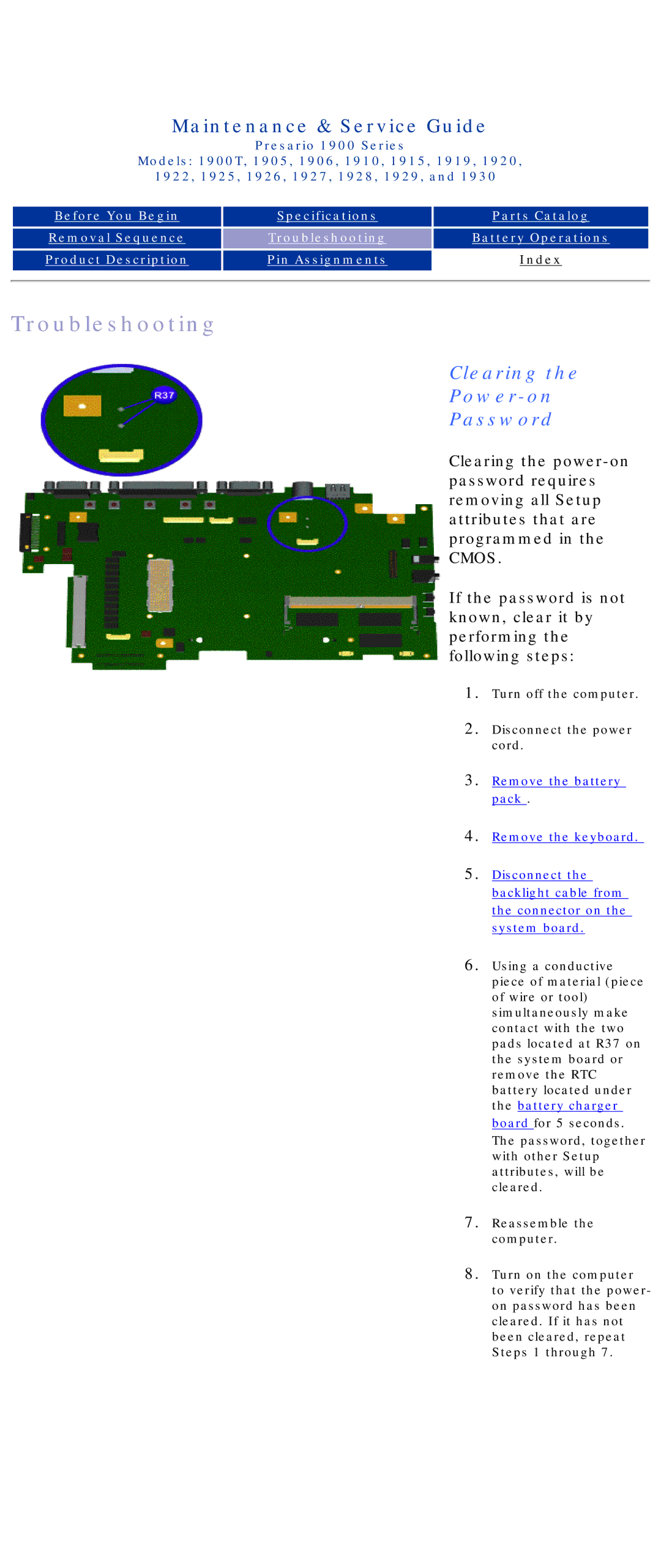 HP 1930, 1925, 1915, 1920 manual Clearing Power-on Password 