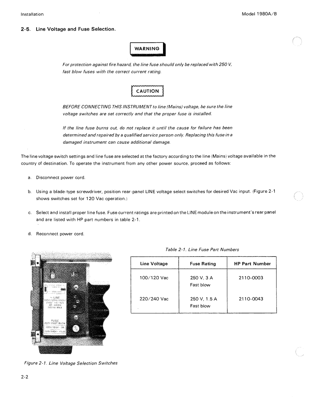 HP 1980 A, B manual 