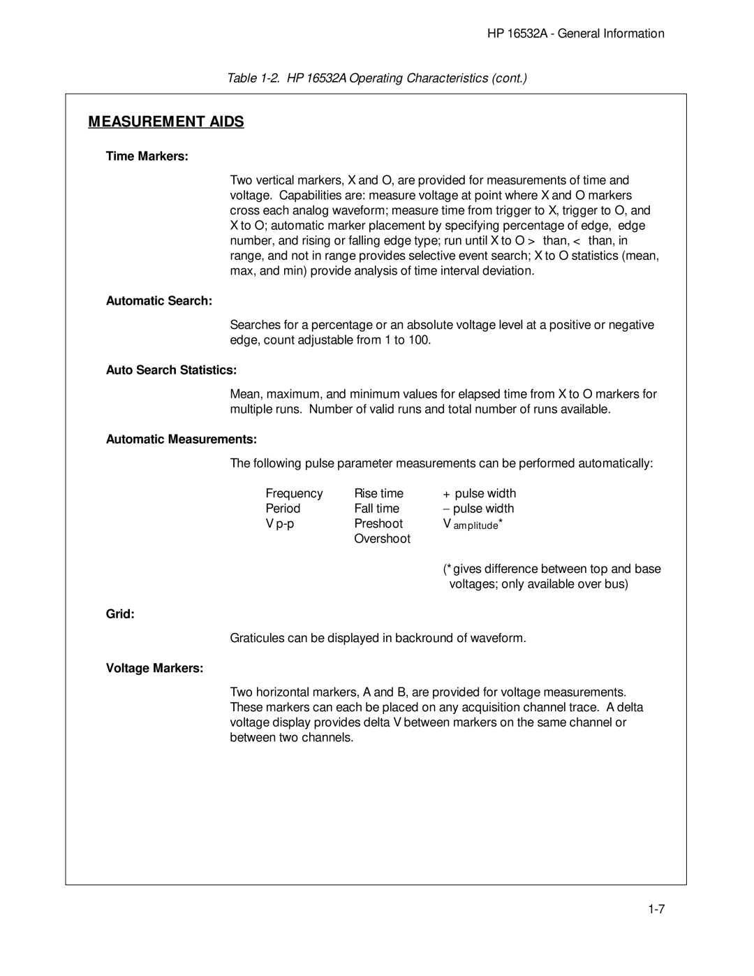 HP 1GSa/s Digitizing Oscilloscope 16532A manual Measurement Aids 