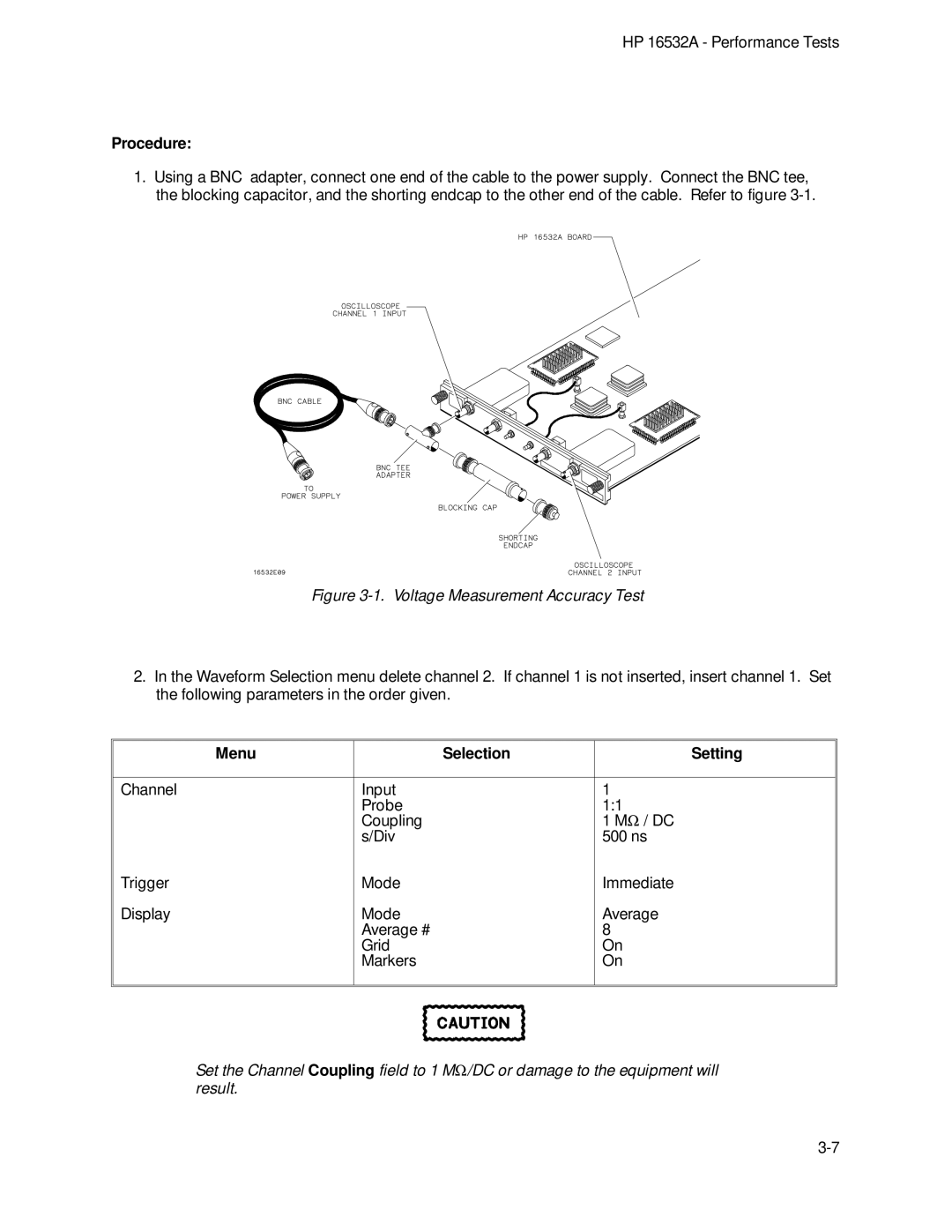 HP 1GSa/s Digitizing Oscilloscope 16532A manual Voltage Measurement Accuracy Test 