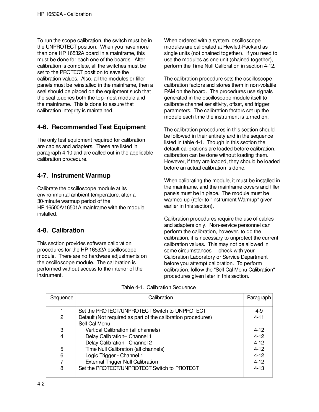 HP 1GSa/s Digitizing Oscilloscope 16532A manual Instrument Warmup, Calibration 