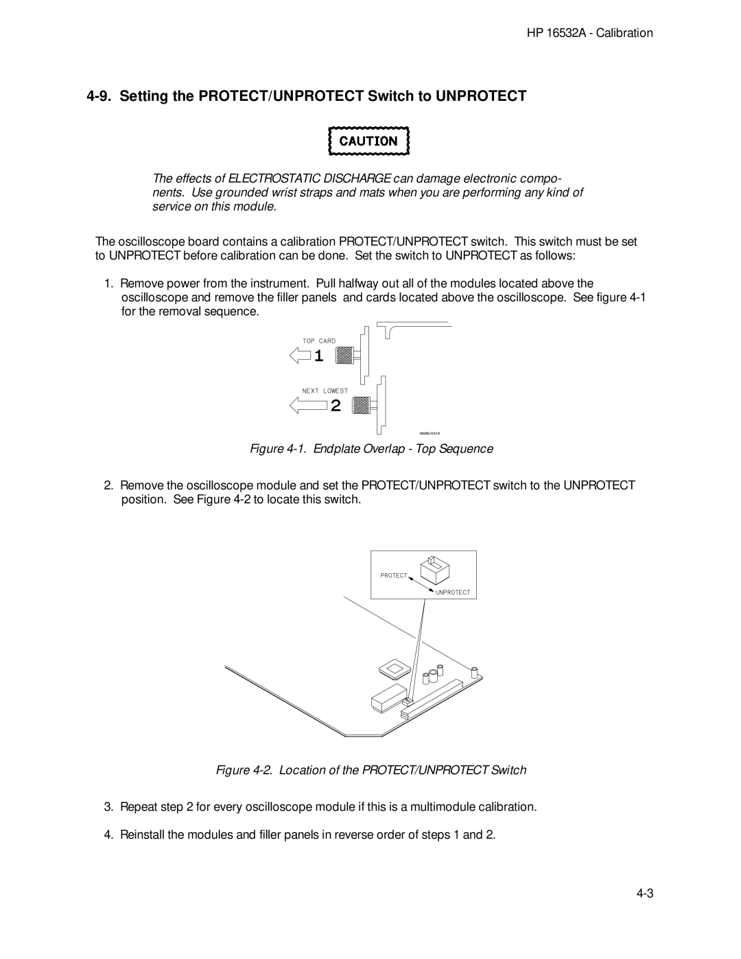 HP 1GSa/s Digitizing Oscilloscope 16532A manual Setting the PROTECT/UNPROTECT Switch to Unprotect 