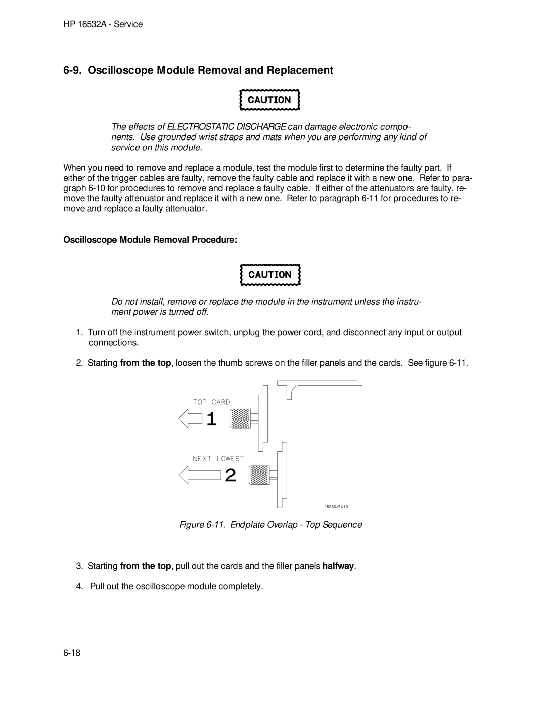 HP 1GSa/s Digitizing Oscilloscope 16532A manual Oscilloscope Module Removal and Replacement 