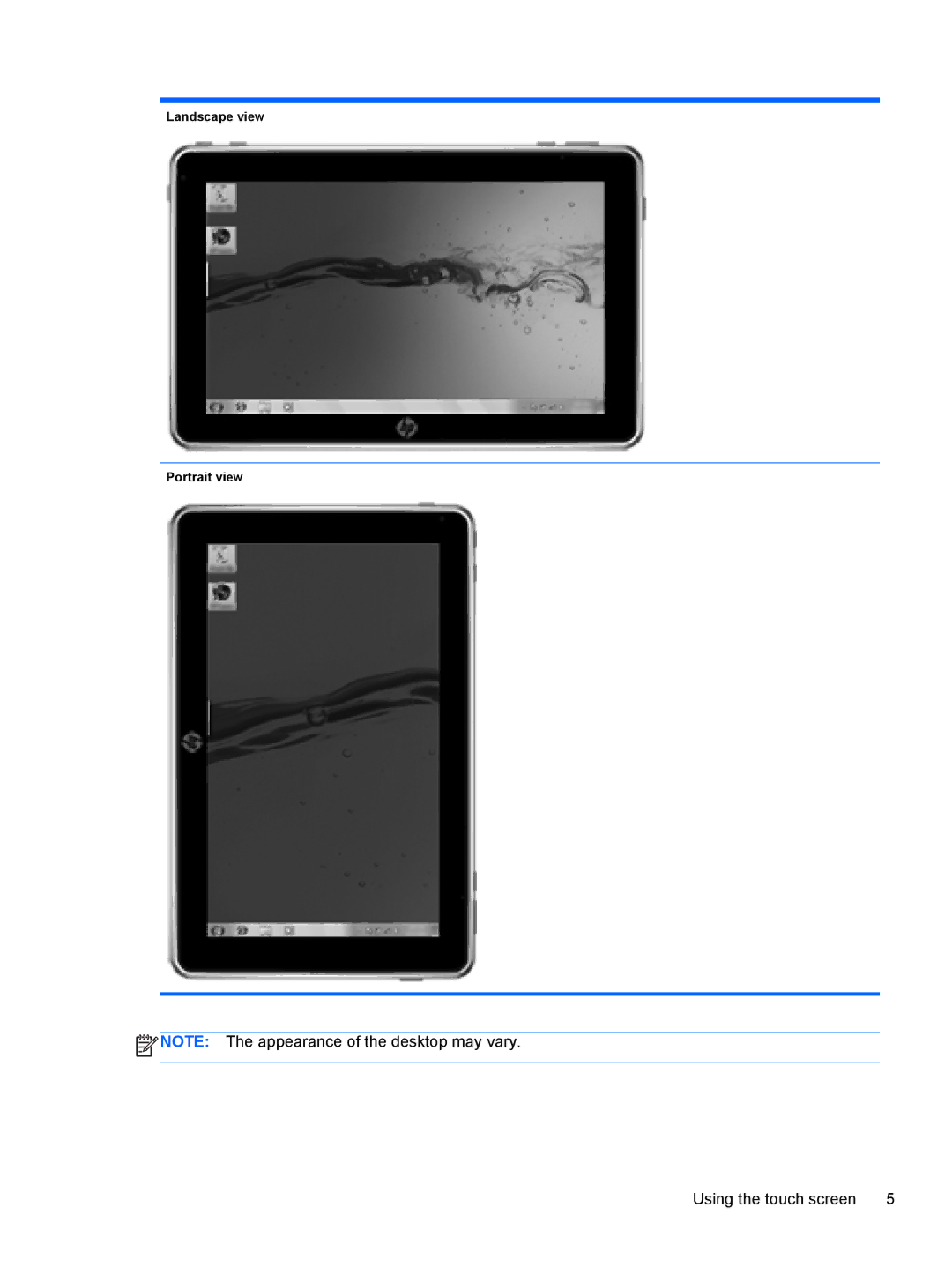 HP 2 Base Model manual Landscape view Portrait view 