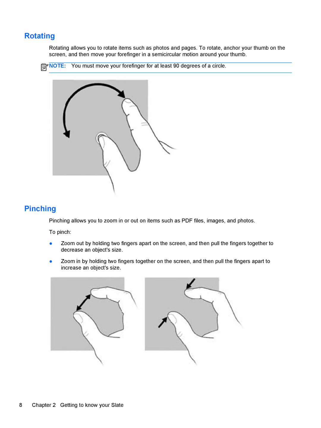 HP 2 Base Model manual Rotating, Pinching 