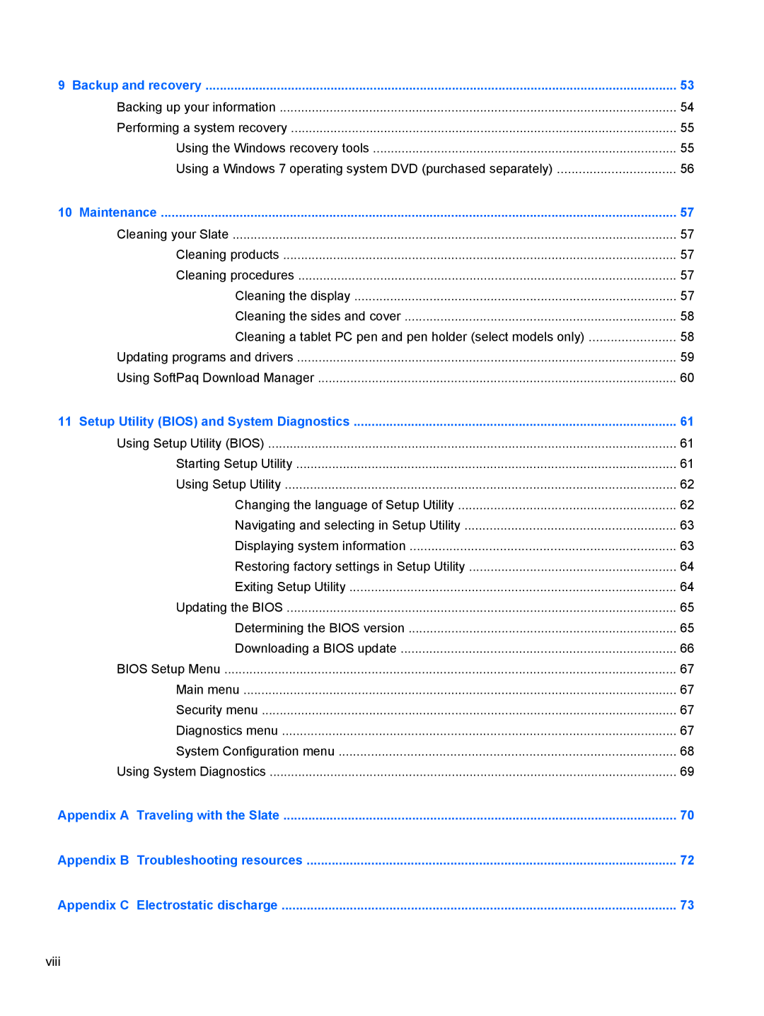 HP 2 Base Model manual Viii 