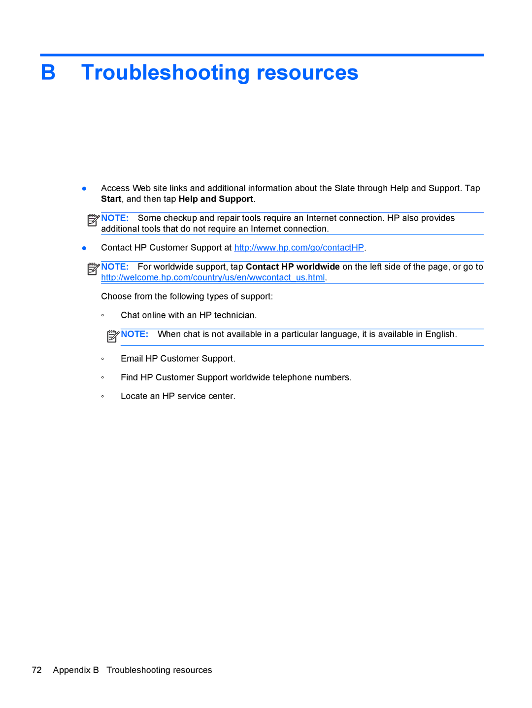 HP 2 Base Model manual Troubleshooting resources 