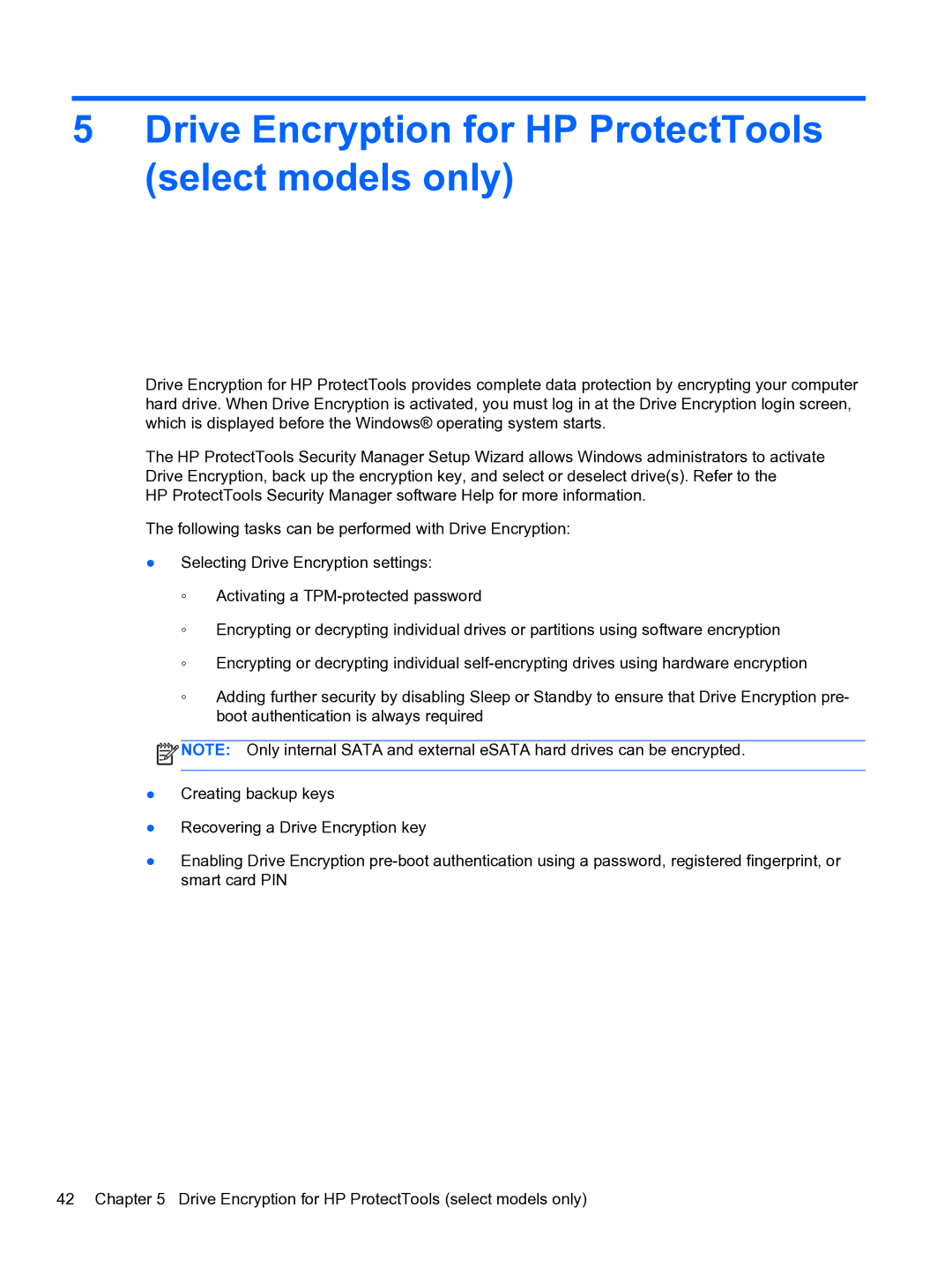 HP 2 Base Model manual Drive Encryption for HP ProtectTools select models only 