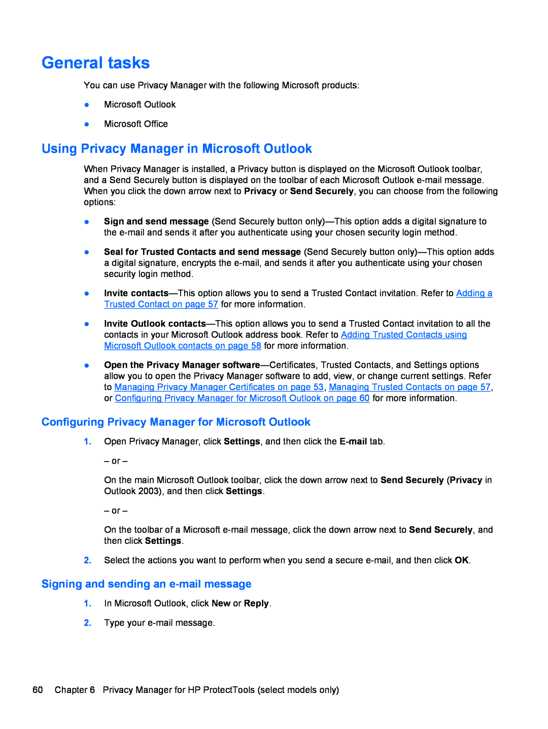 HP 2 Base Model manual Using Privacy Manager in Microsoft Outlook, Configuring Privacy Manager for Microsoft Outlook 