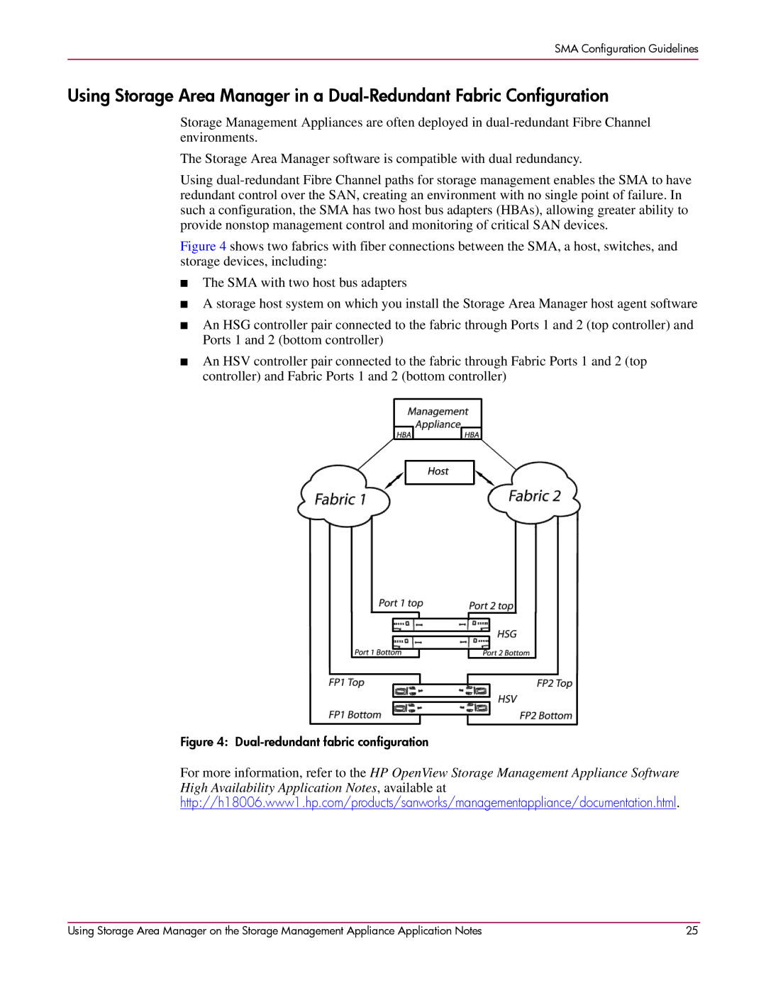 HP 2 SP4 manual Dual-redundant fabric configuration 