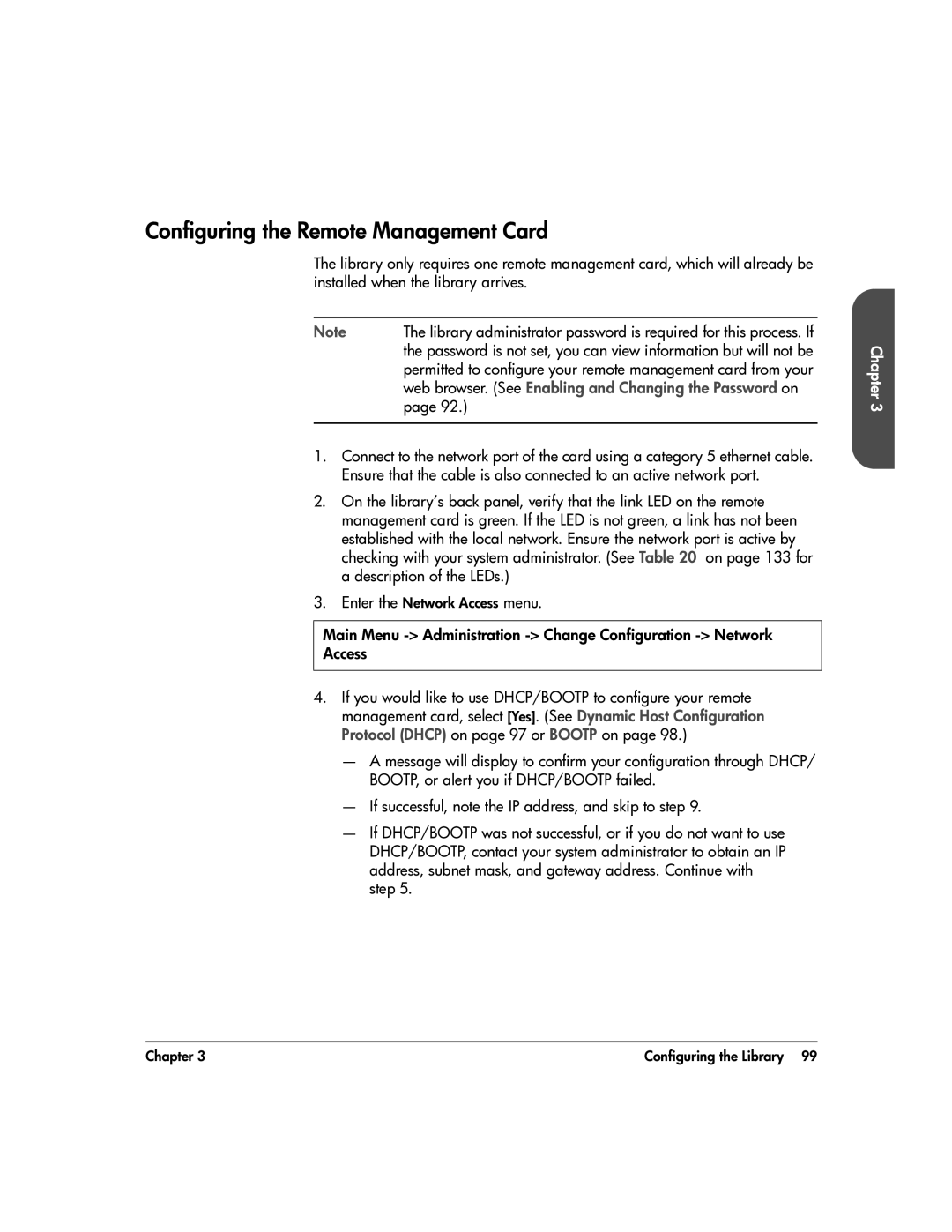 HP 20-Feb manual Configuring the Remote Management Card, Web browser. See Enabling and Changing the Password on 