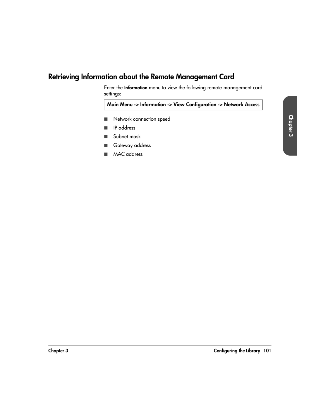 HP 20-Feb manual Retrieving Information about the Remote Management Card 