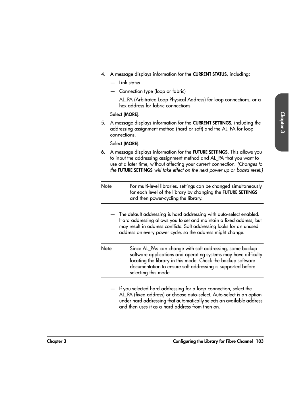 HP 20-Feb Then power-cycling the library, Documentation to ensure soft addressing is supported before, Selecting this mode 