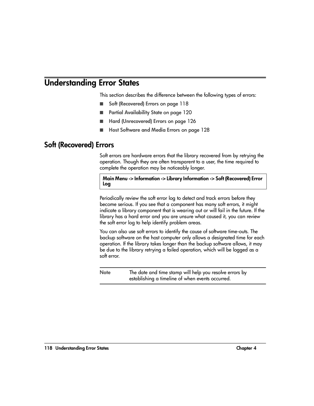 HP 20-Feb manual Understanding Error States, Soft Recovered Errors 